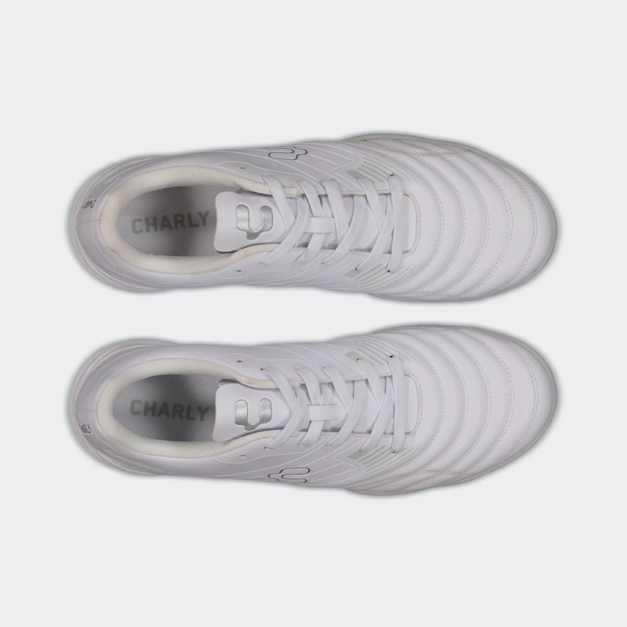 White Silver Sport Soccer Turf Shoes for Men Charly Impala TF