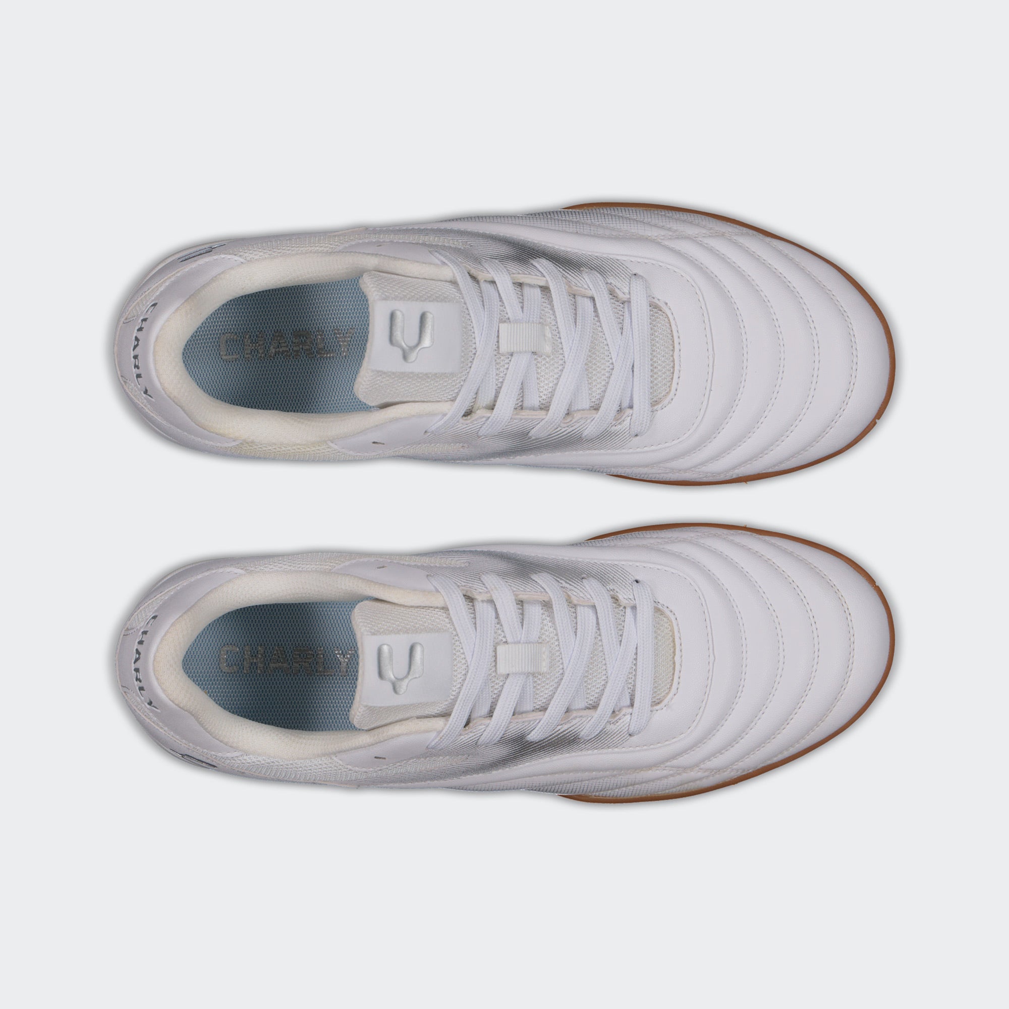 White Silver Sport Soccer Indoor Shoes for Men Charly Parallax 2.0