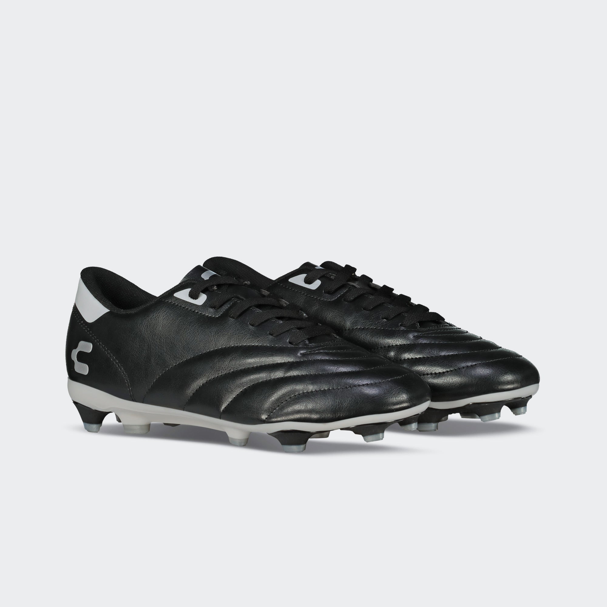 Black White Sport Soccer Cleats for Men Charly Stitch