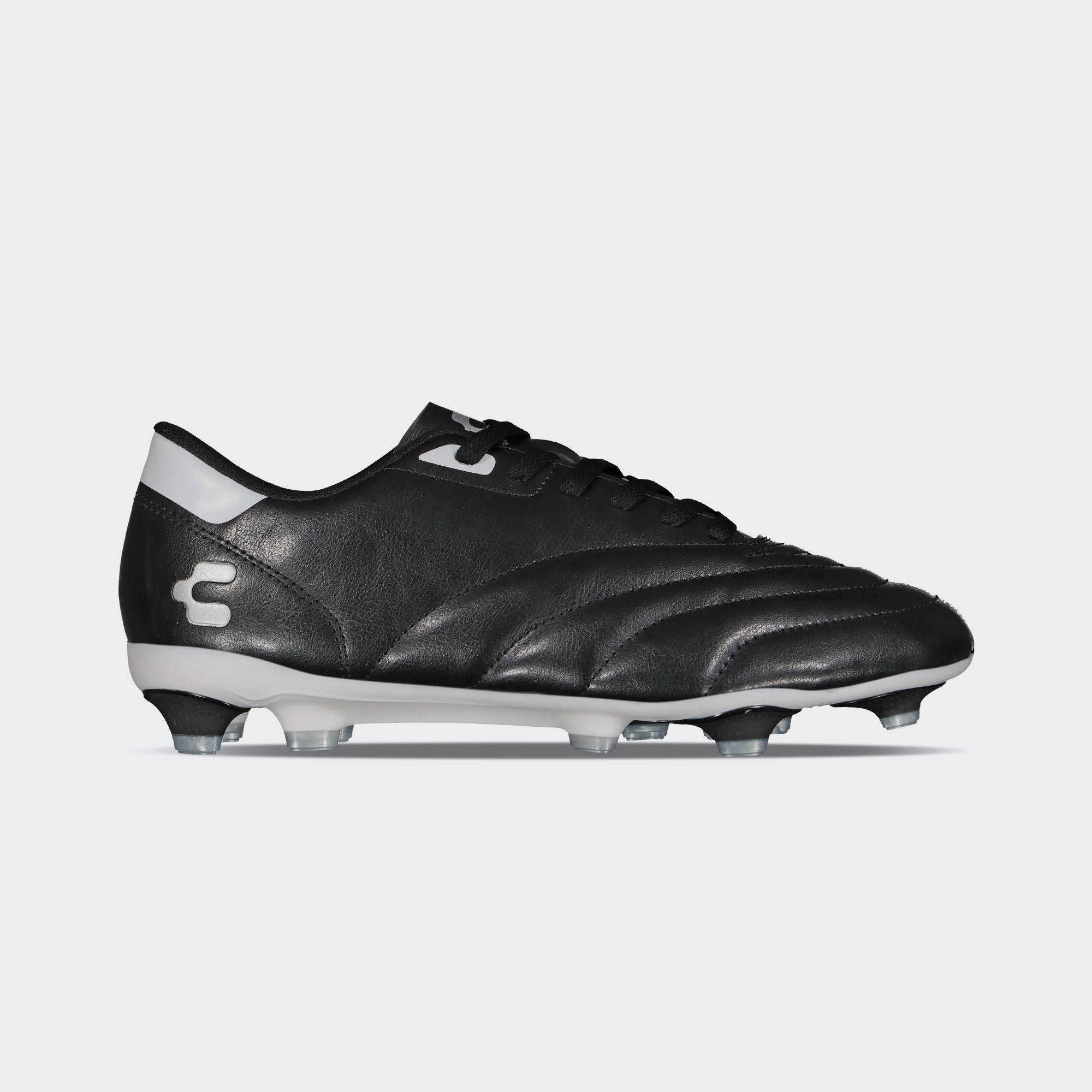 Black White Sport Soccer Cleats for Men Charly Stitch