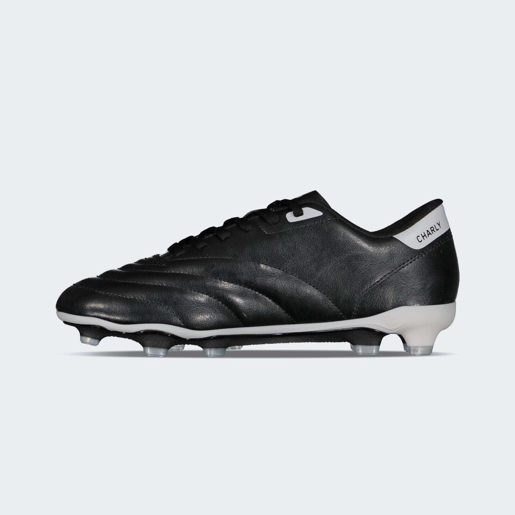 Black White Sport Soccer Cleats for Men Charly Stitch