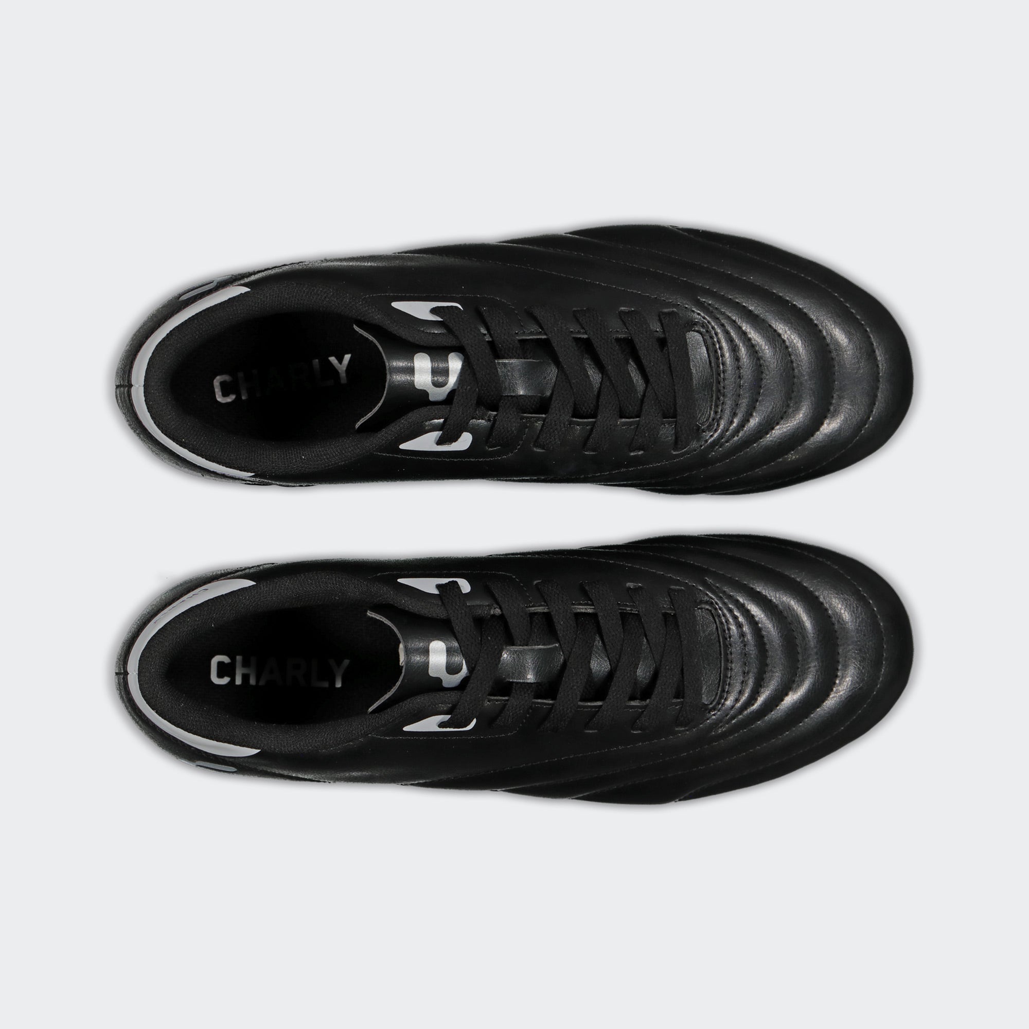 Black White Sport Soccer Cleats for Men Charly Stitch