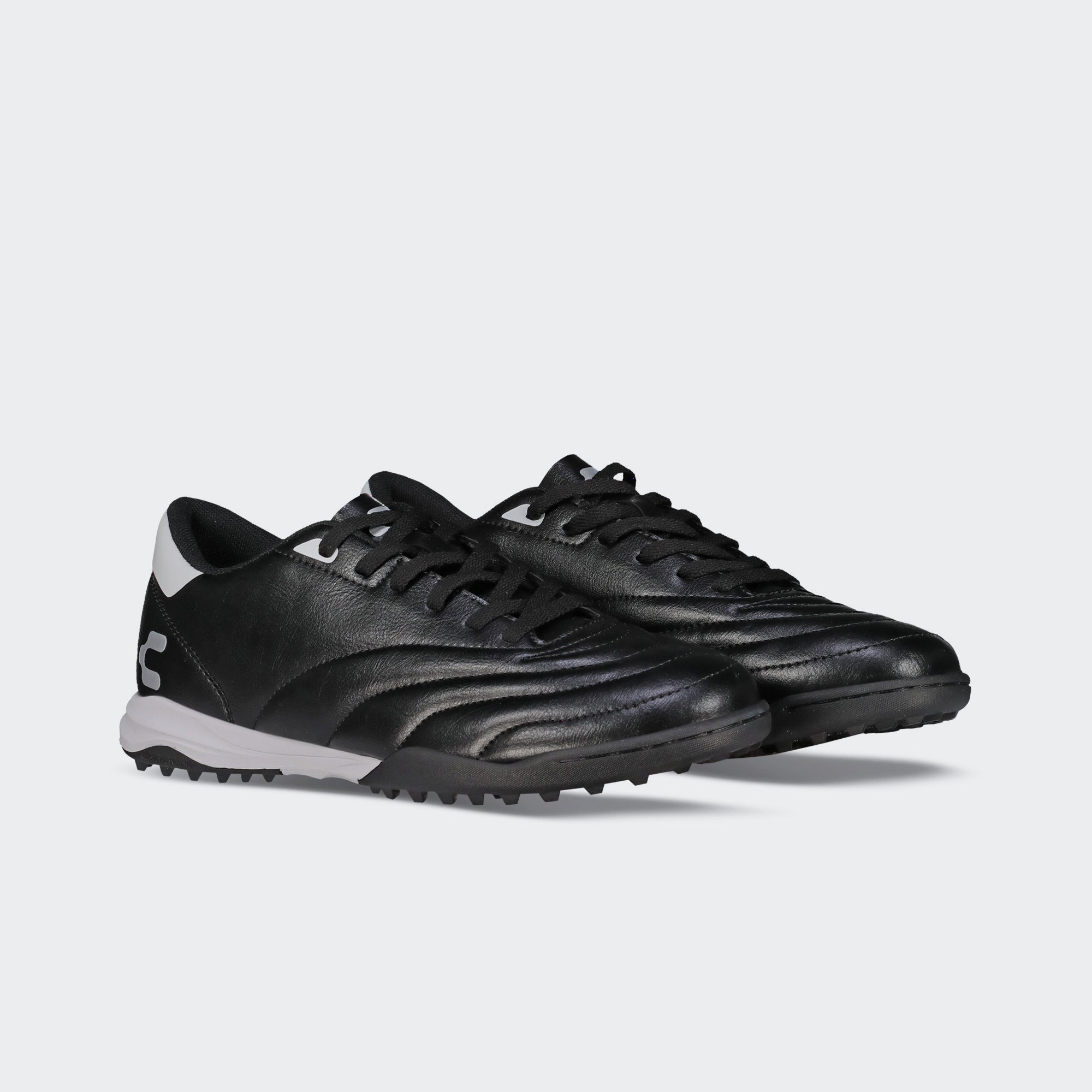 Black White Sport Soccer Turf Shoes for Men Charly Stitch TF