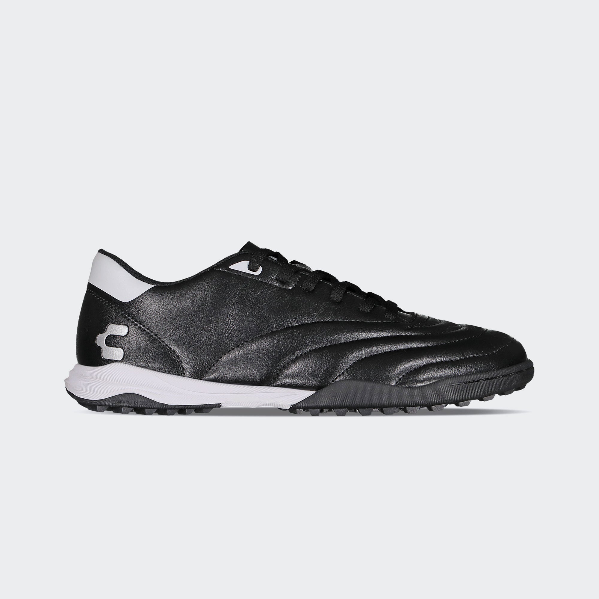 Black White Sport Soccer Turf Shoes for Men Charly Stitch TF