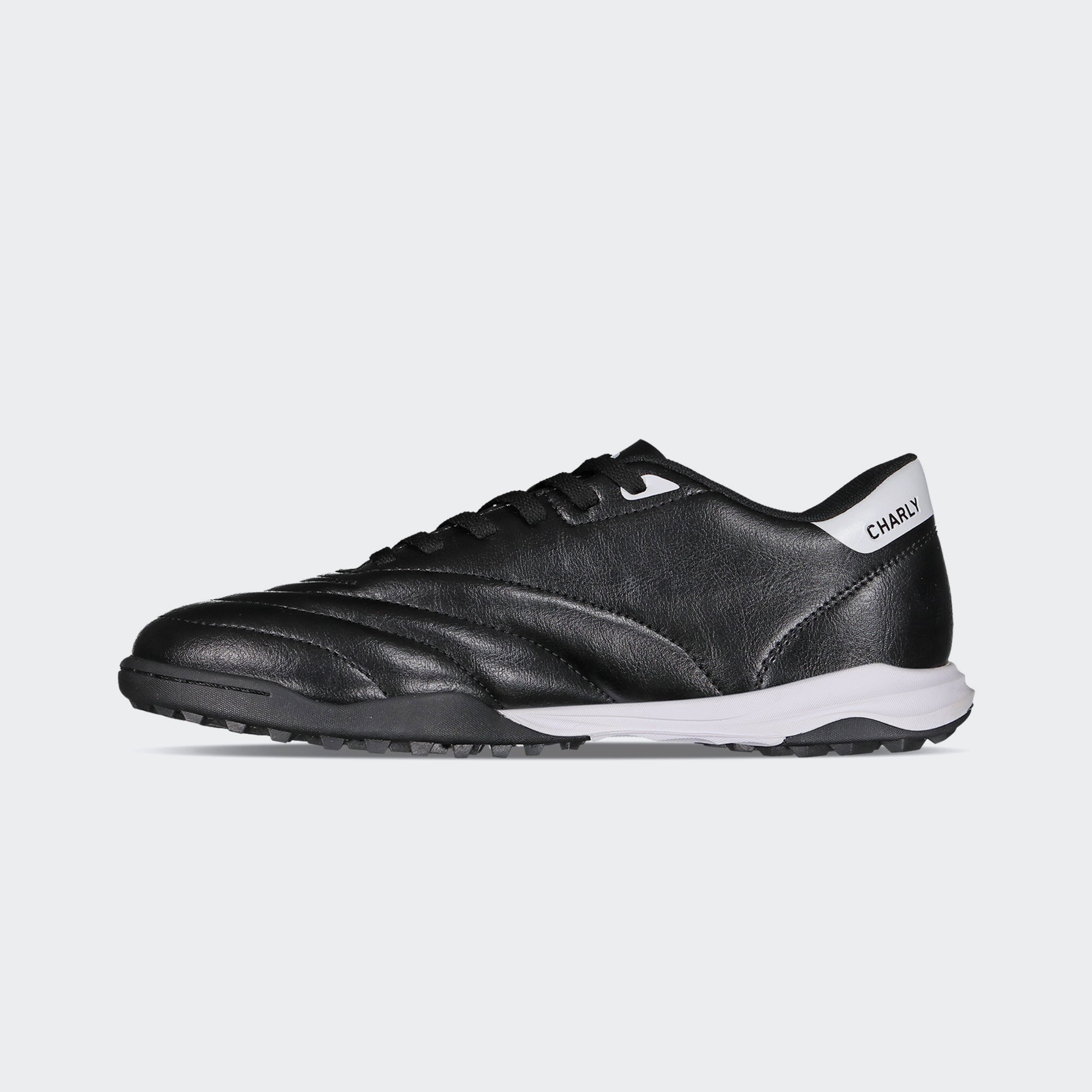 Black White Sport Soccer Turf Shoes for Men Charly Stitch TF