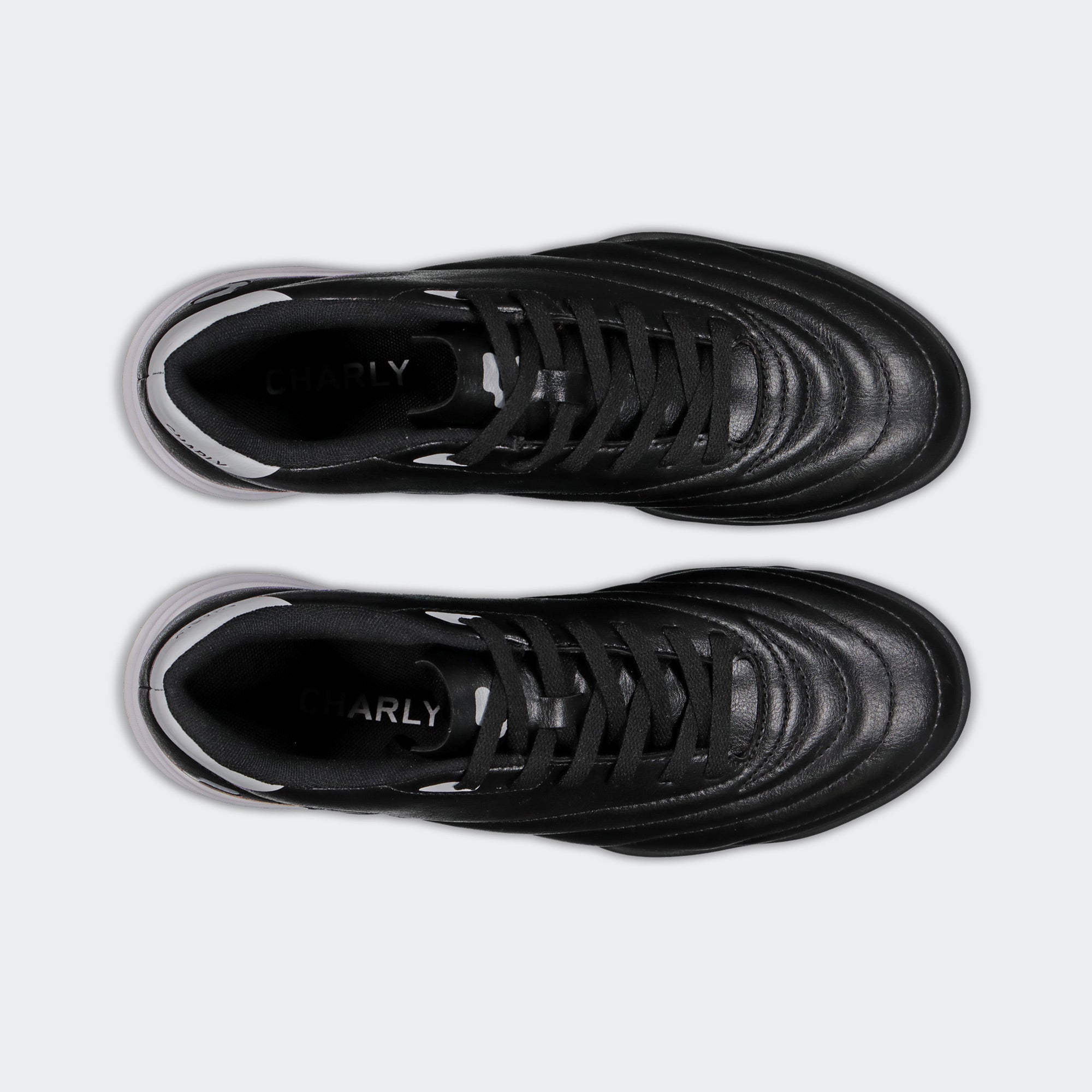 Black White Sport Soccer Turf Shoes for Men Charly Stitch TF