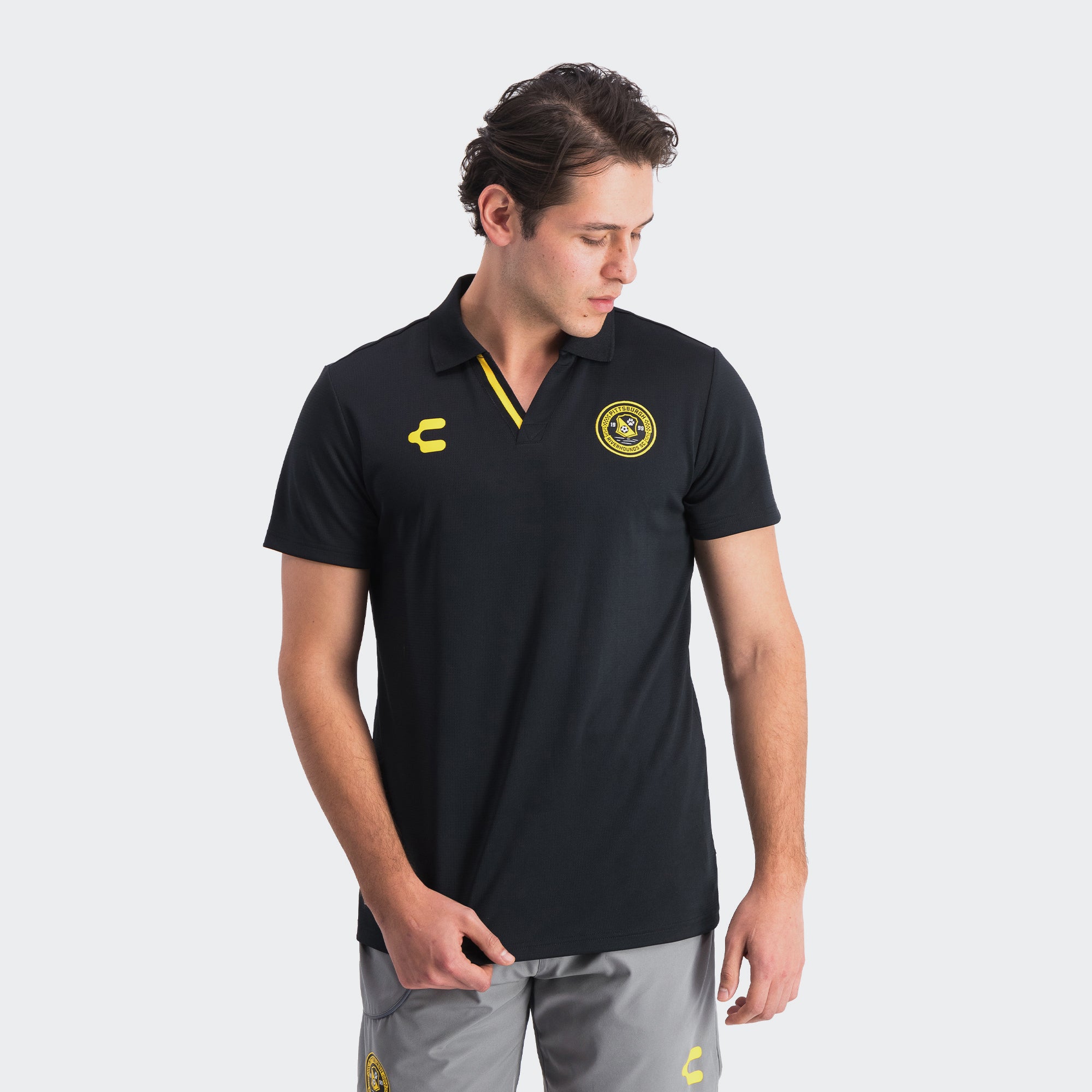 Black Yellow Pittsburgh Polo T-Shirt for Men Charly Sport Gear