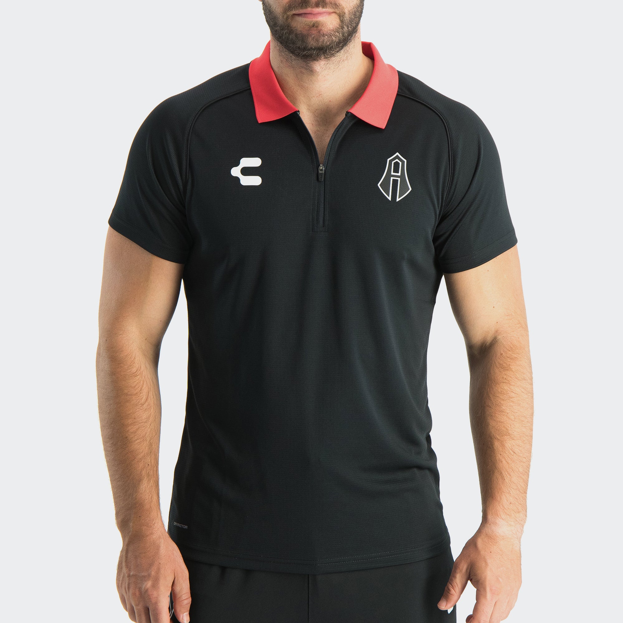 Black Atlas 25-26 Polo T-Shirt with Zipper for Men Charly Sport Soccer Gear