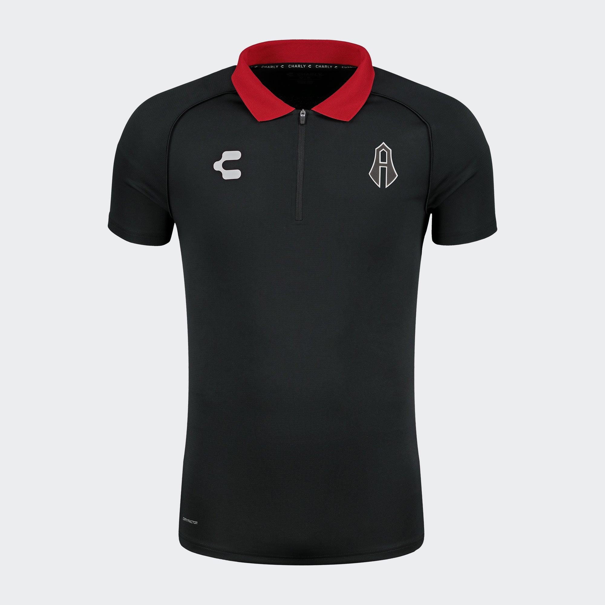 Black Atlas 25-26 Polo T-Shirt with Zipper for Men Charly Sport Soccer Gear