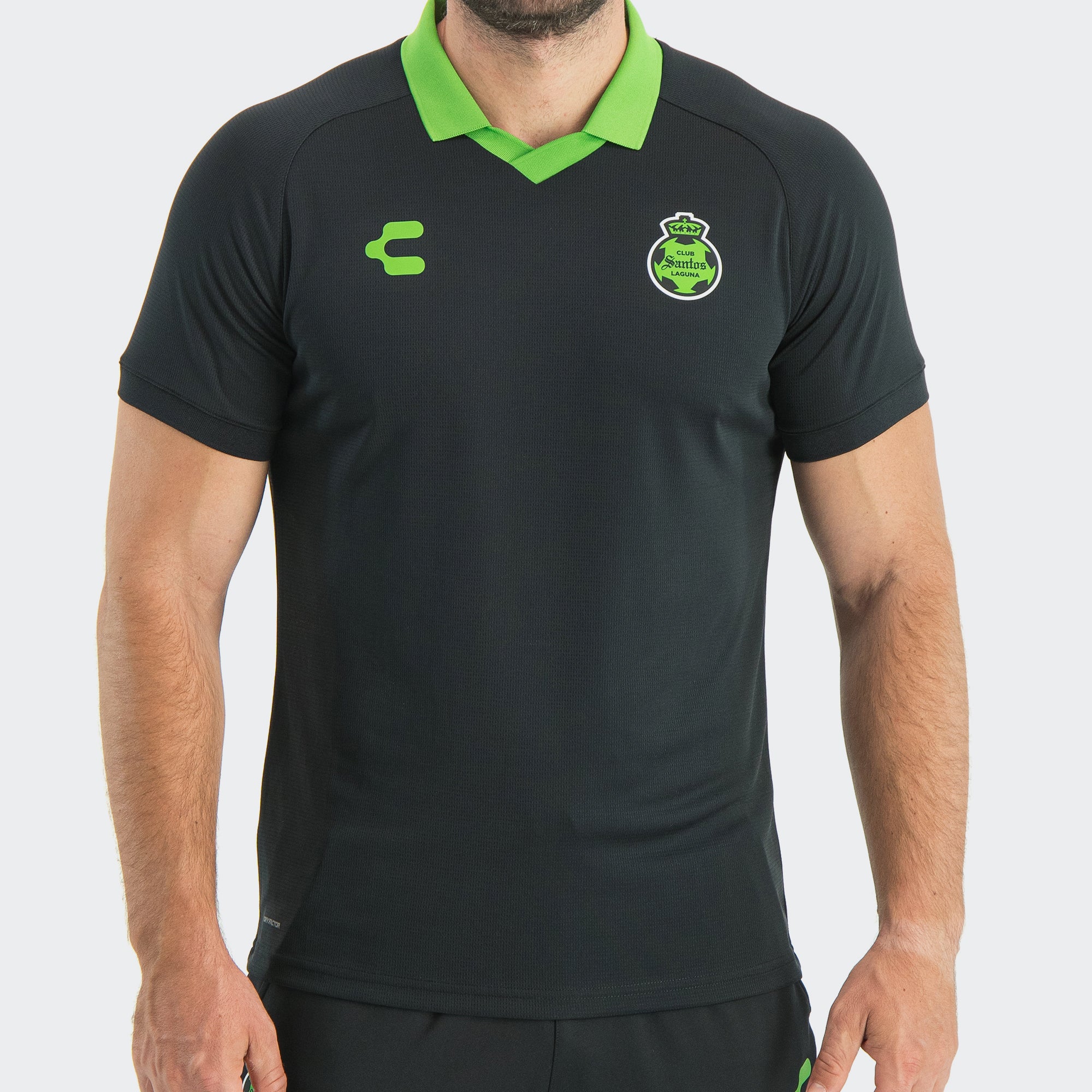 Black Santos 25-26 Polo T-Shirt for Men Charly Sport Soccer Gear