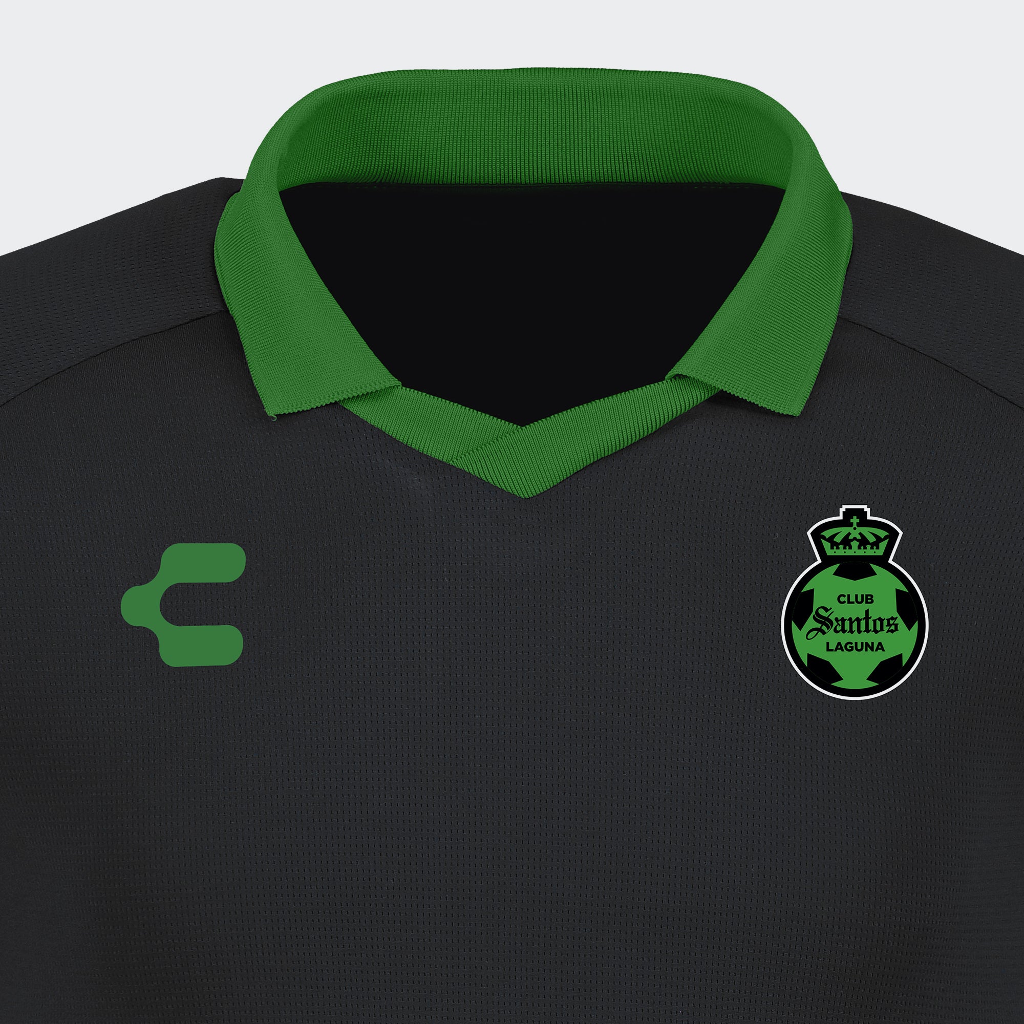 Black Santos 25-26 Polo T-Shirt for Men Charly Sport Soccer Gear