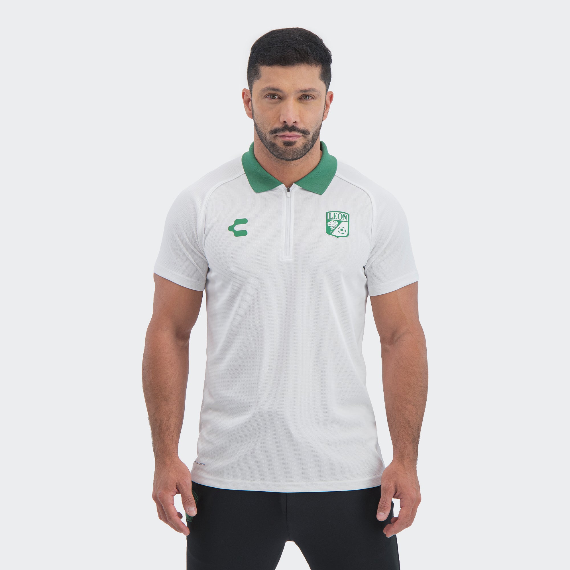 White León 25-26 Polo T-Shirt with Zipper for Men Charly Sport Soccer Gear