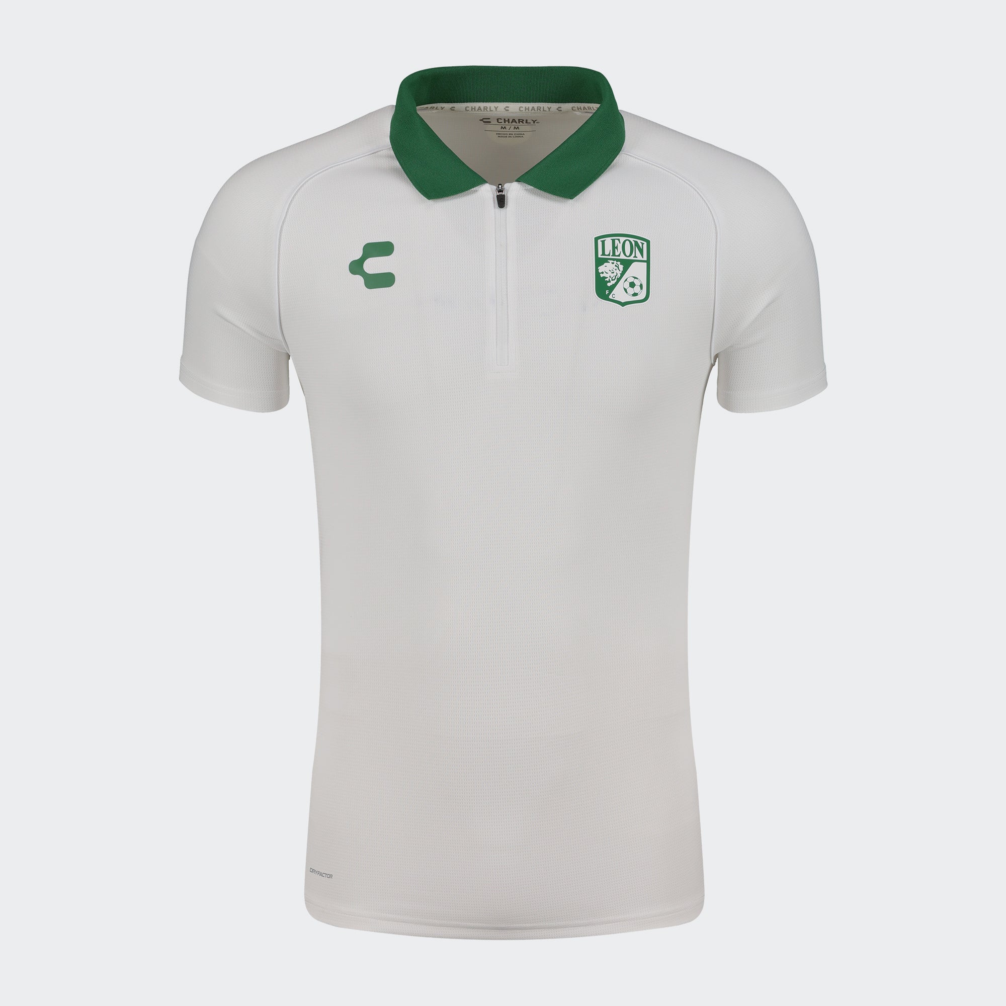 White León 25-26 Polo T-Shirt with Zipper for Men Charly Sport Soccer Gear