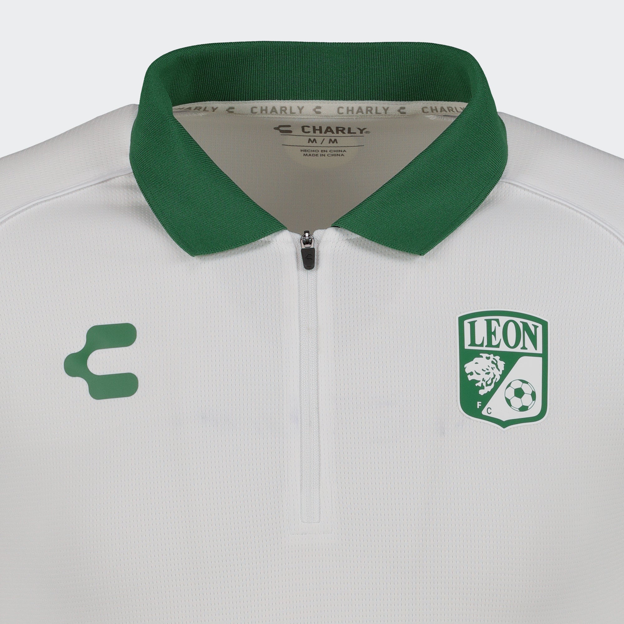 White León 25-26 Polo T-Shirt with Zipper for Men Charly Sport Soccer Gear