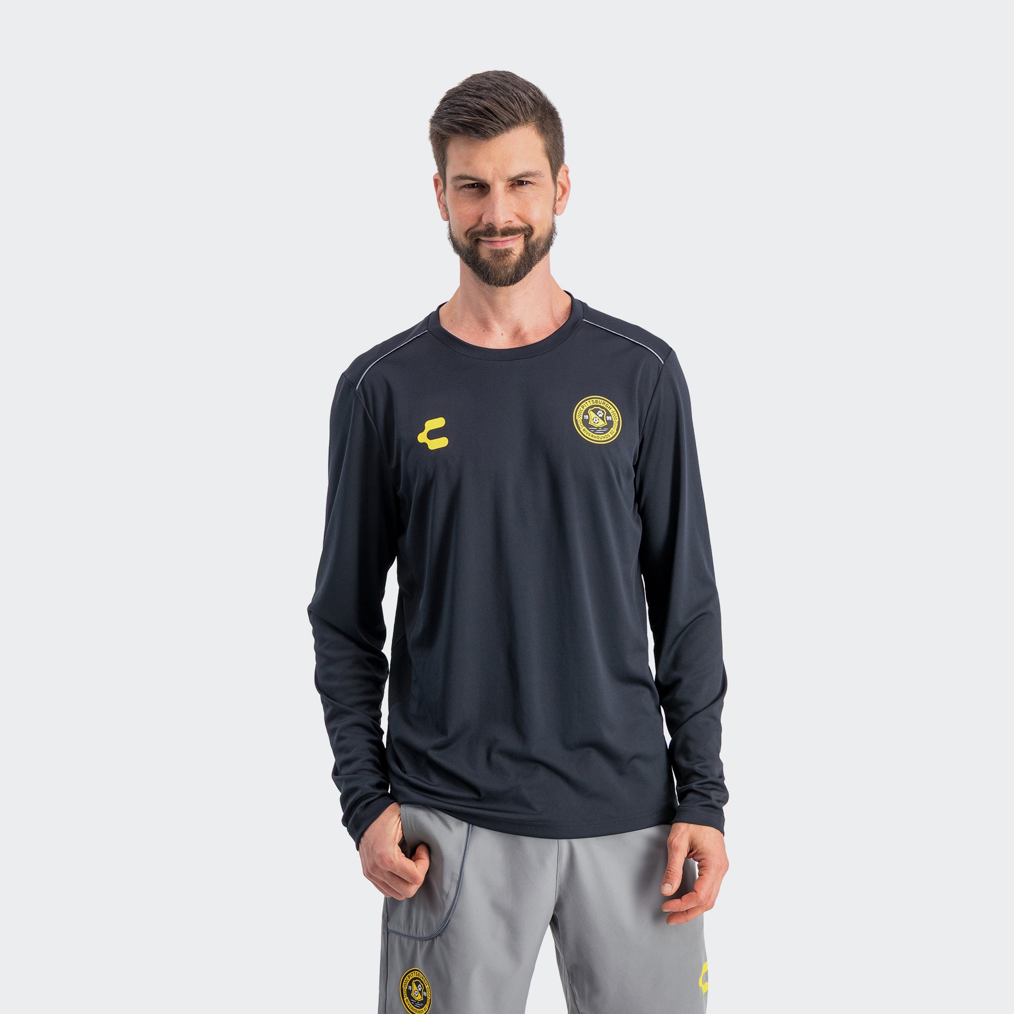 Black Yellow Pittsburgh Long Sleeve T-Shirt for Men Charly Sport Gear