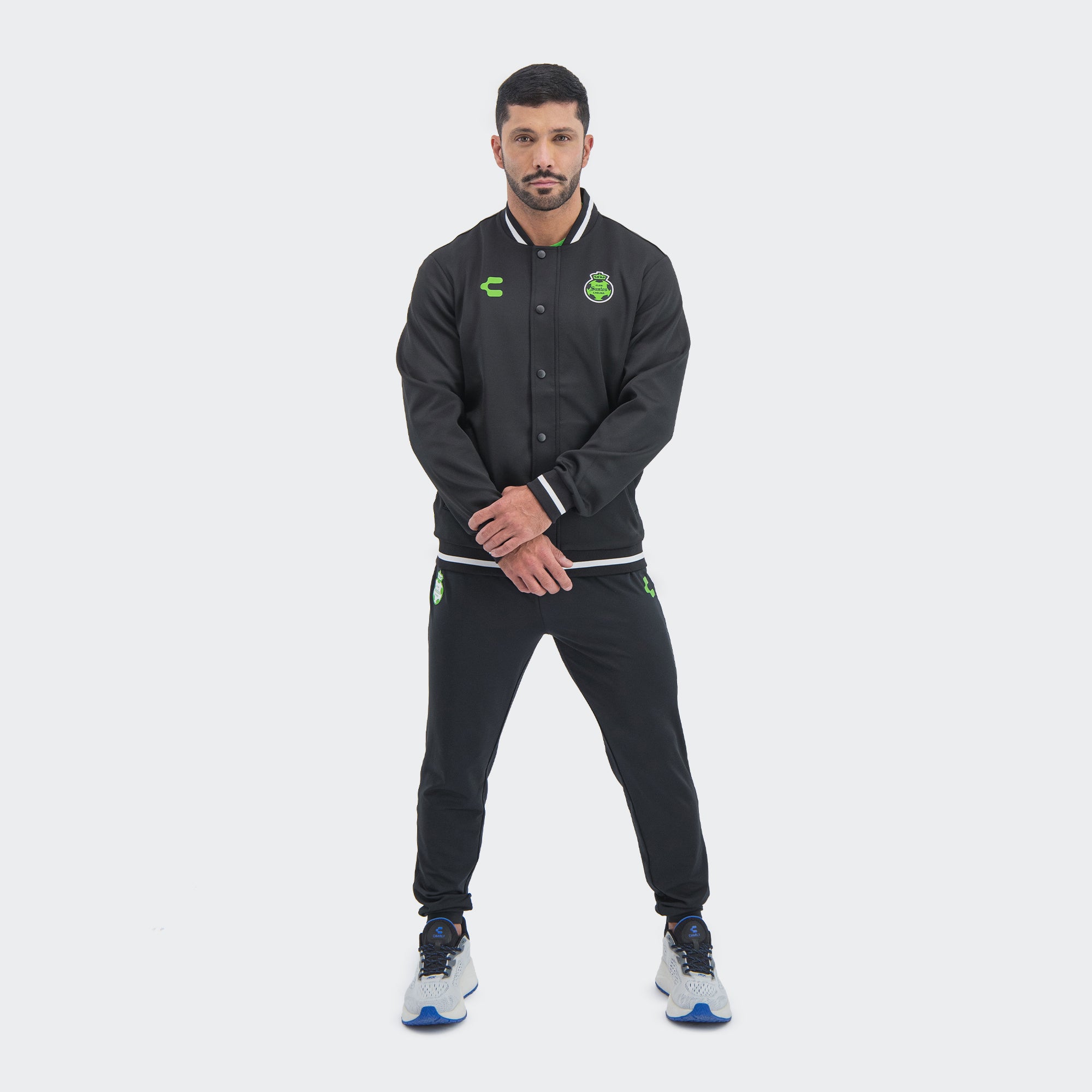 Black Santos 25-26 Bomber Jacket for Men Charly Sport Soccer Gear