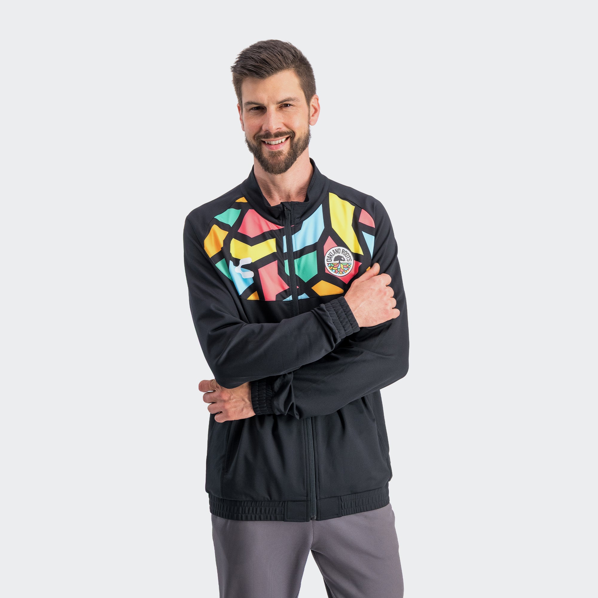 Black Multicolor Oakland Roots Jacket for Men Charly Sport Gear
