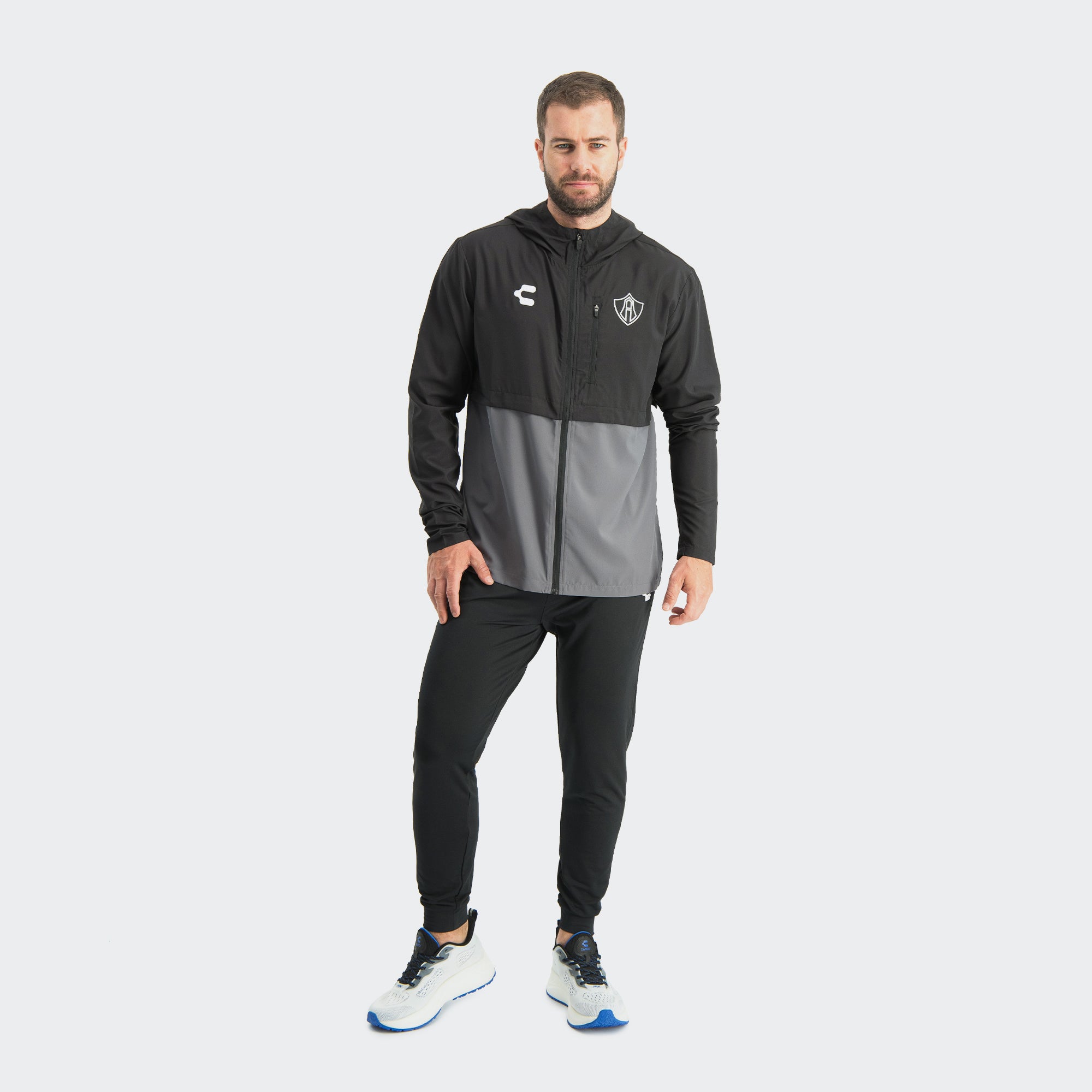 Black Gray Atlas 25-26 Windbreaker for Men Charly Sport Soccer Gear