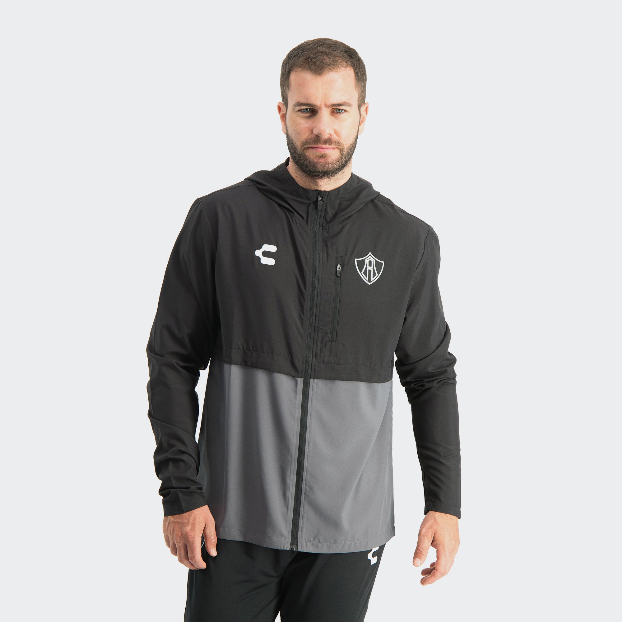 Black Gray Atlas 25-26 Windbreaker for Men Charly Sport Soccer Gear