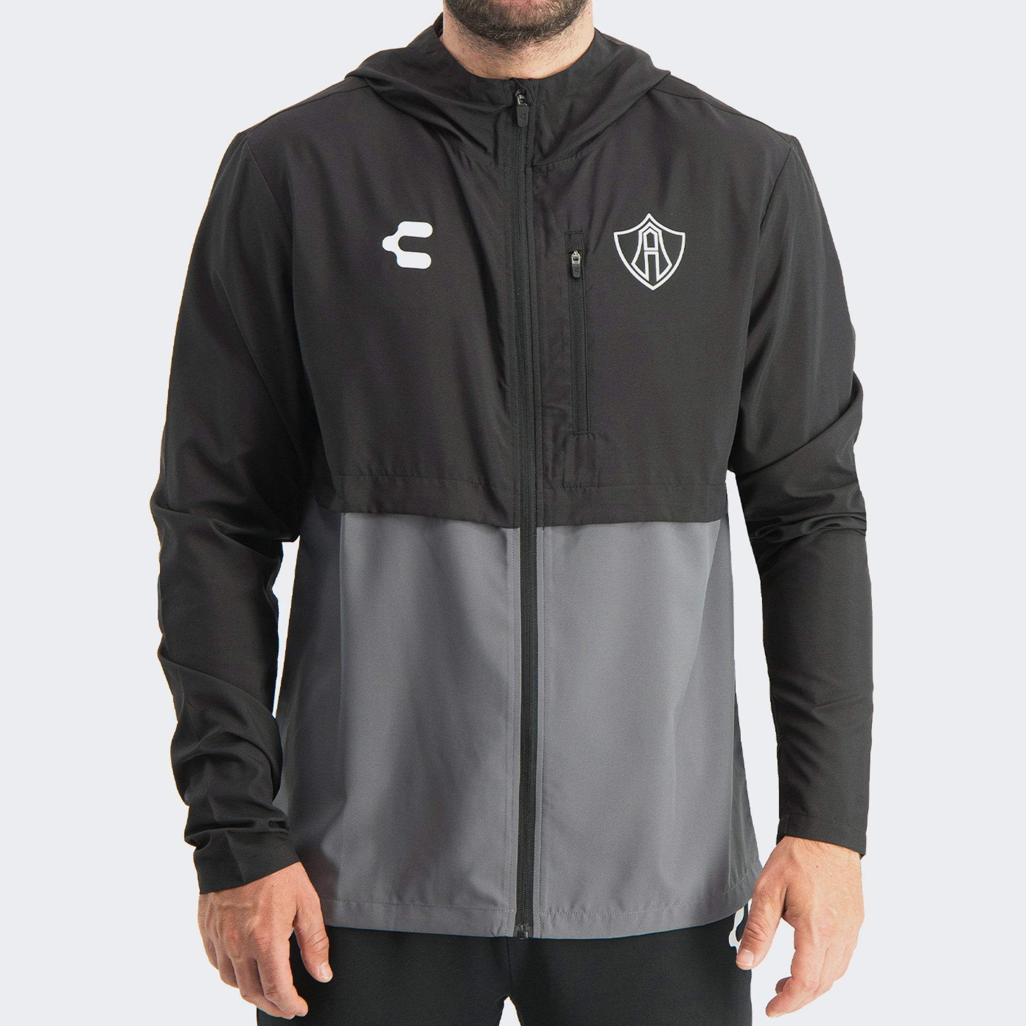 Black Gray Atlas 25-26 Windbreaker for Men Charly Sport Soccer Gear