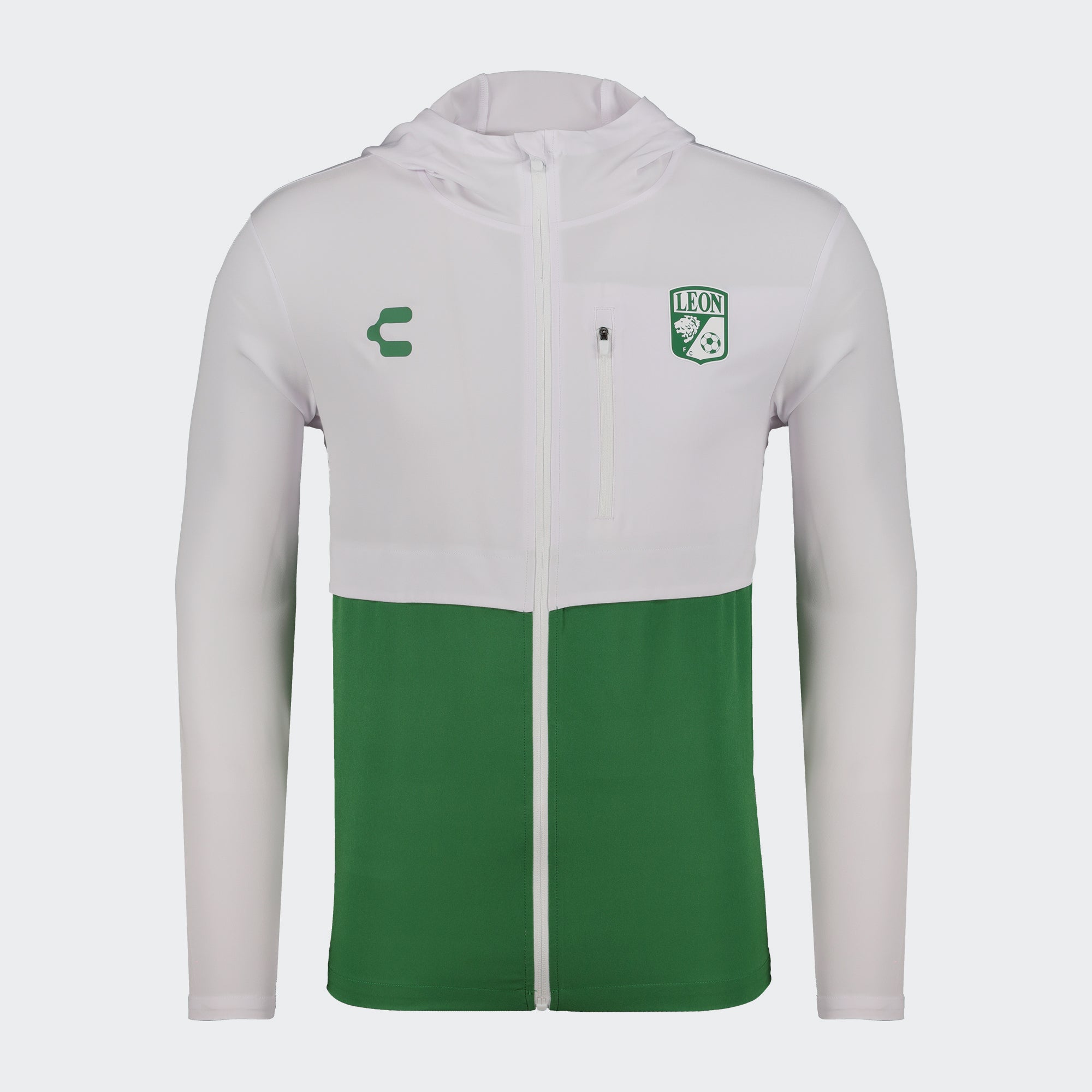 White Green León 25-26 Windbreaker for Men Charly Sport Soccer Gear