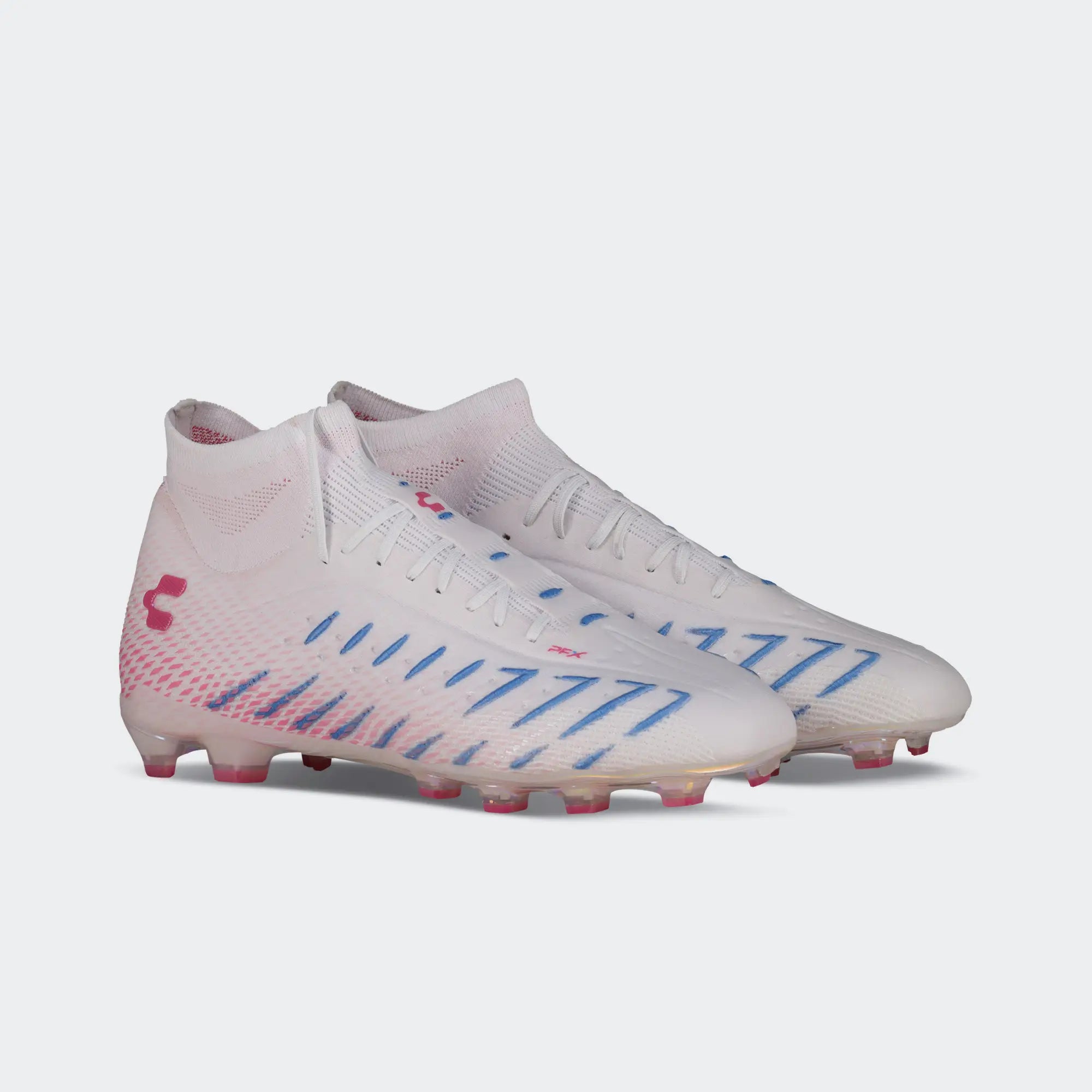 White Fuchsia Soccer Cleats for Men Charly Zinetik PFX HI Sport
