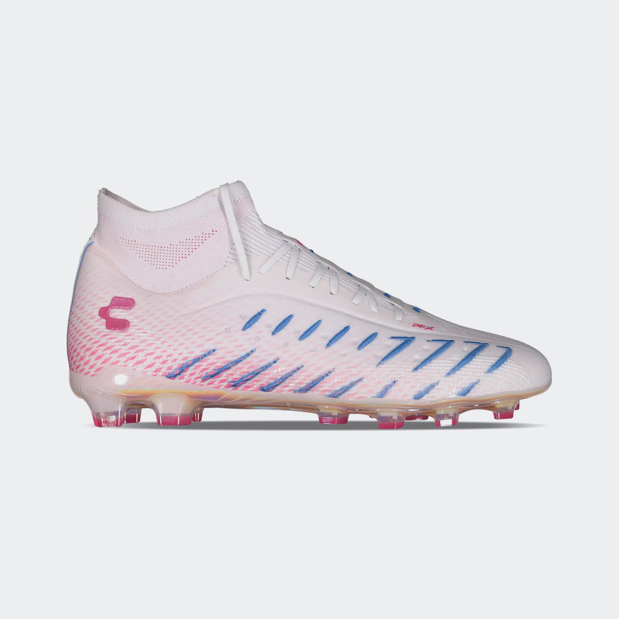 White Fuchsia Soccer Cleats for Men Charly Zinetik PFX HI Sport