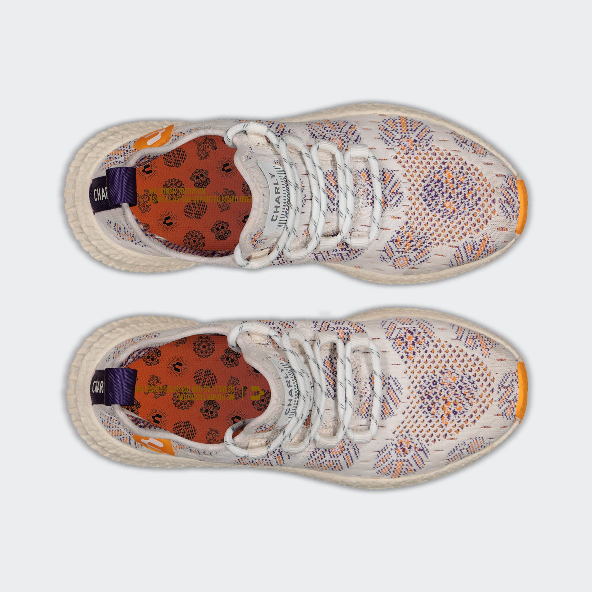 White Orange Dia de Muertos Special Edition Shoes for Women Charly Mikado