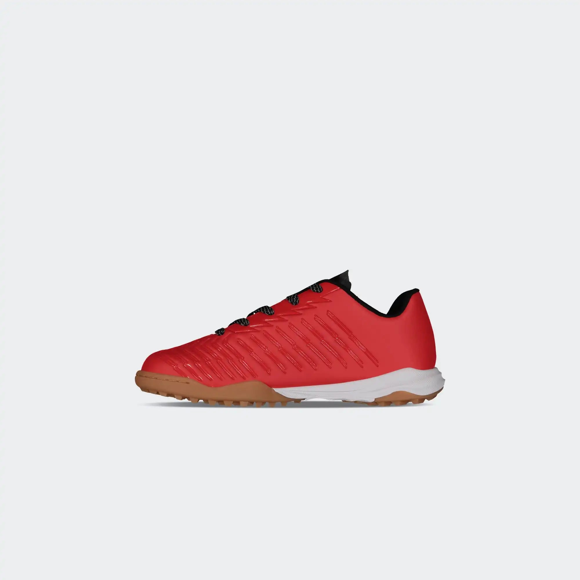 Black Red Soccer Turf Shoes for Boy Charly Vertex Hollogram