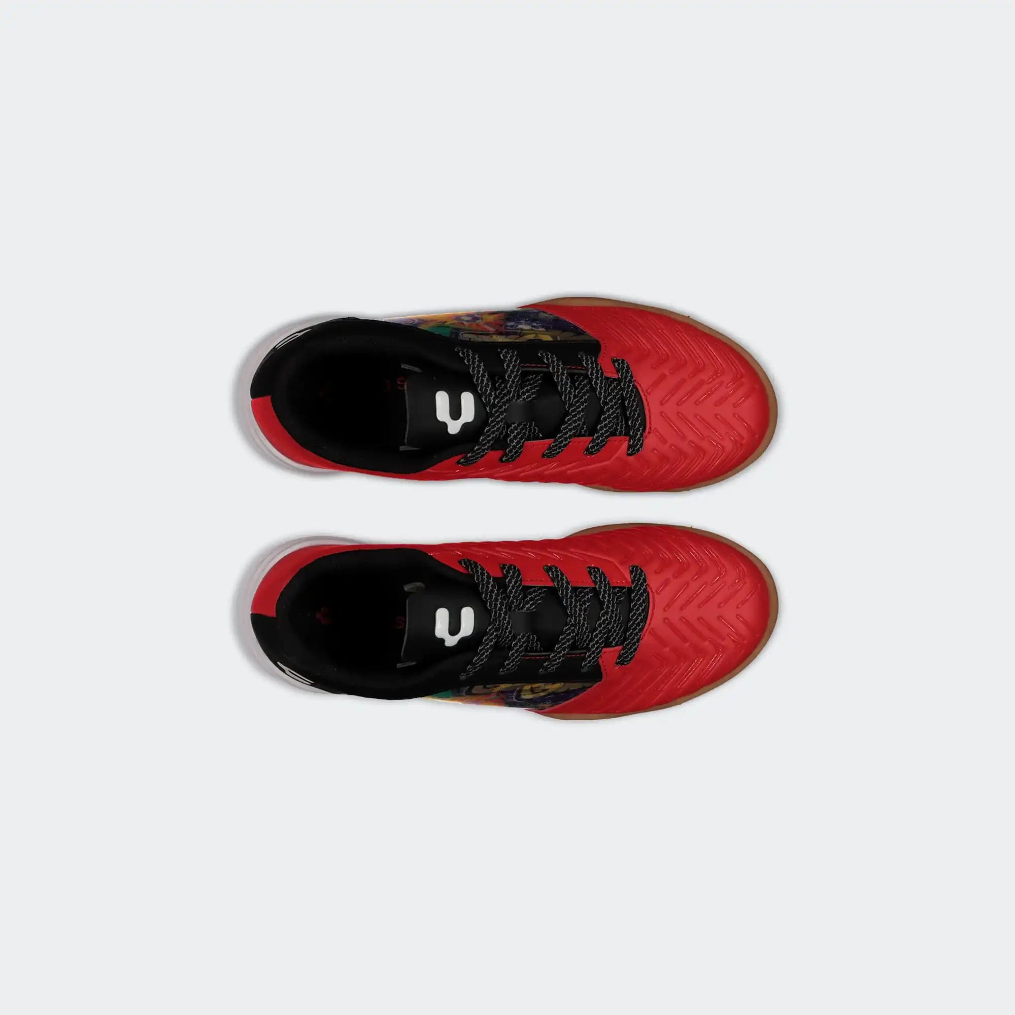 Black Red Soccer Turf Shoes for Boy Charly Vertex Hollogram
