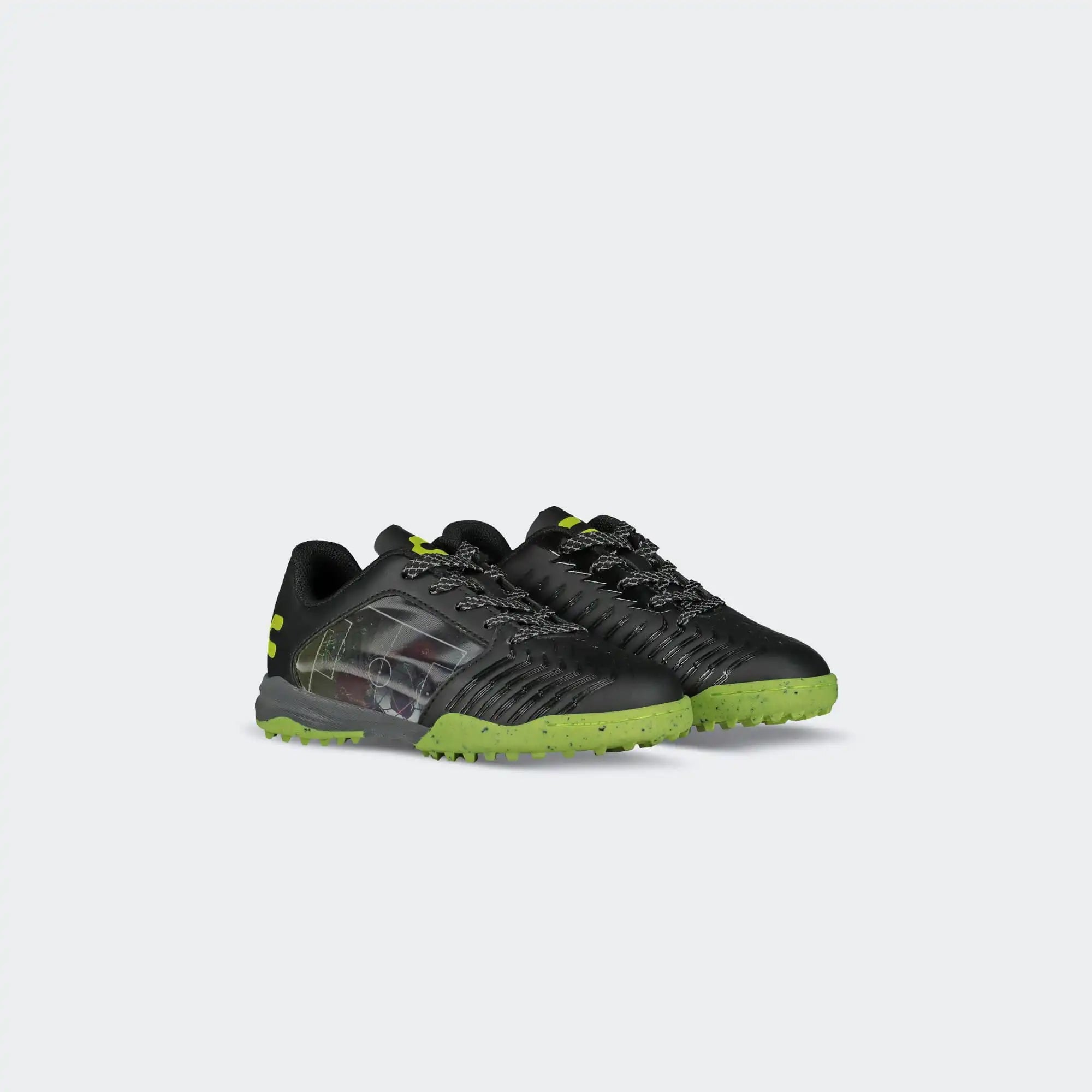 Black Lime Soccer Turf Shoes for Boy Charly Vertex Hollogram