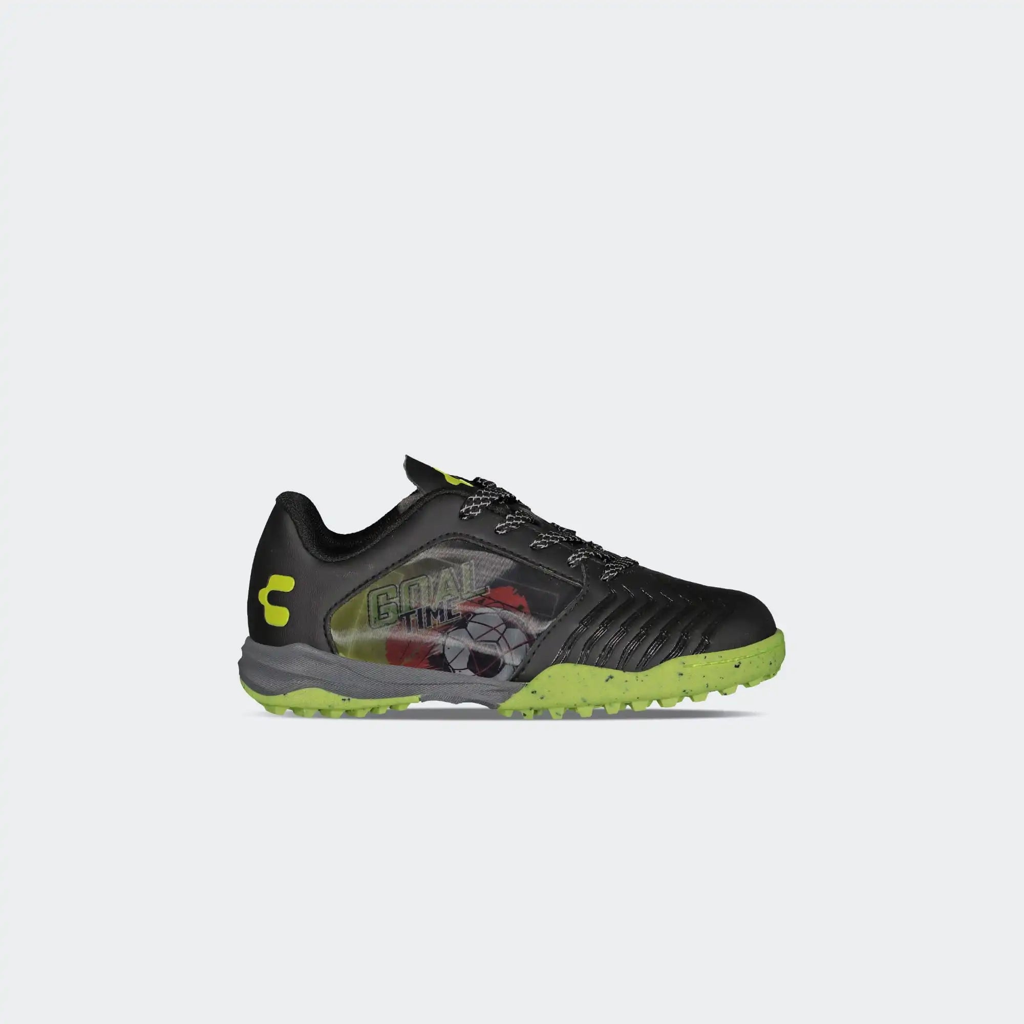Black Lime Soccer Turf Shoes for Boy Charly Vertex Hollogram