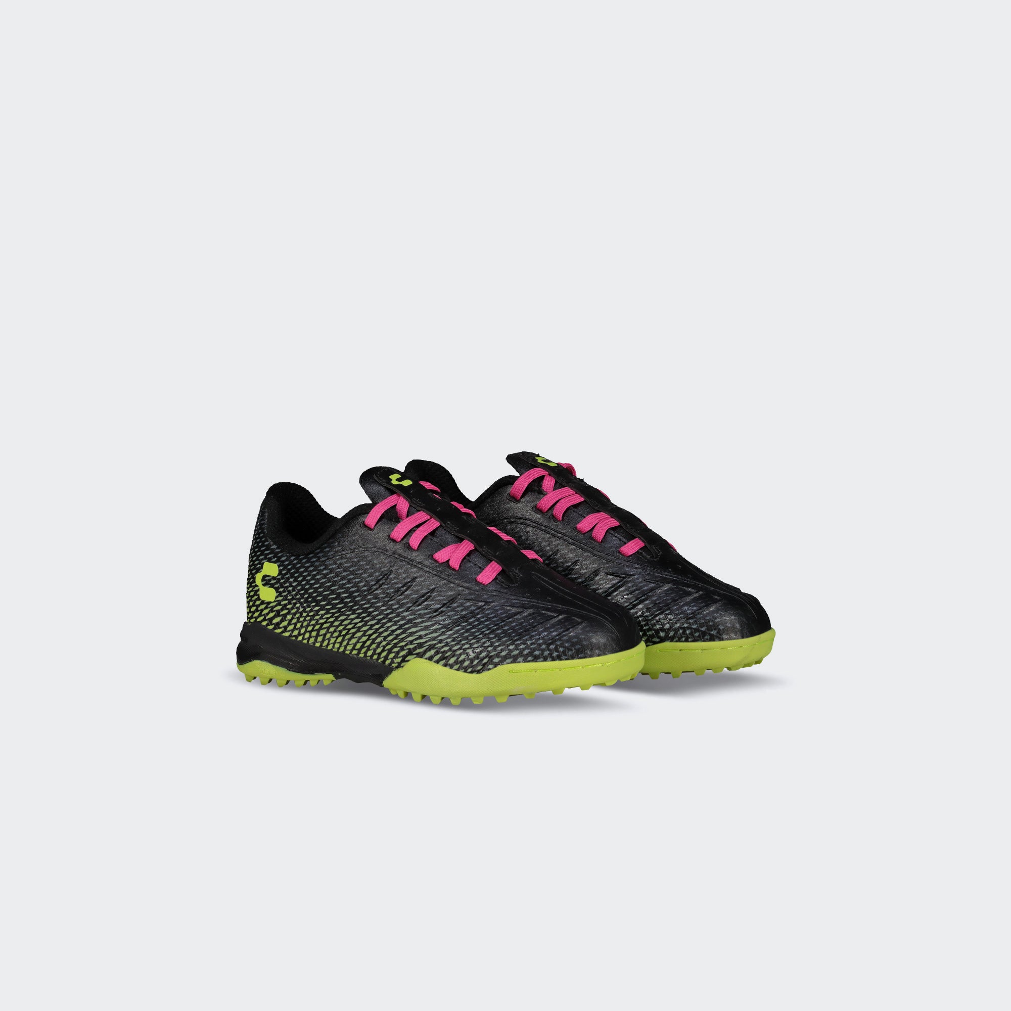Black Fuchsia Soccer Turf Shoes for Boy Charly Sport Zinetik TF YT
