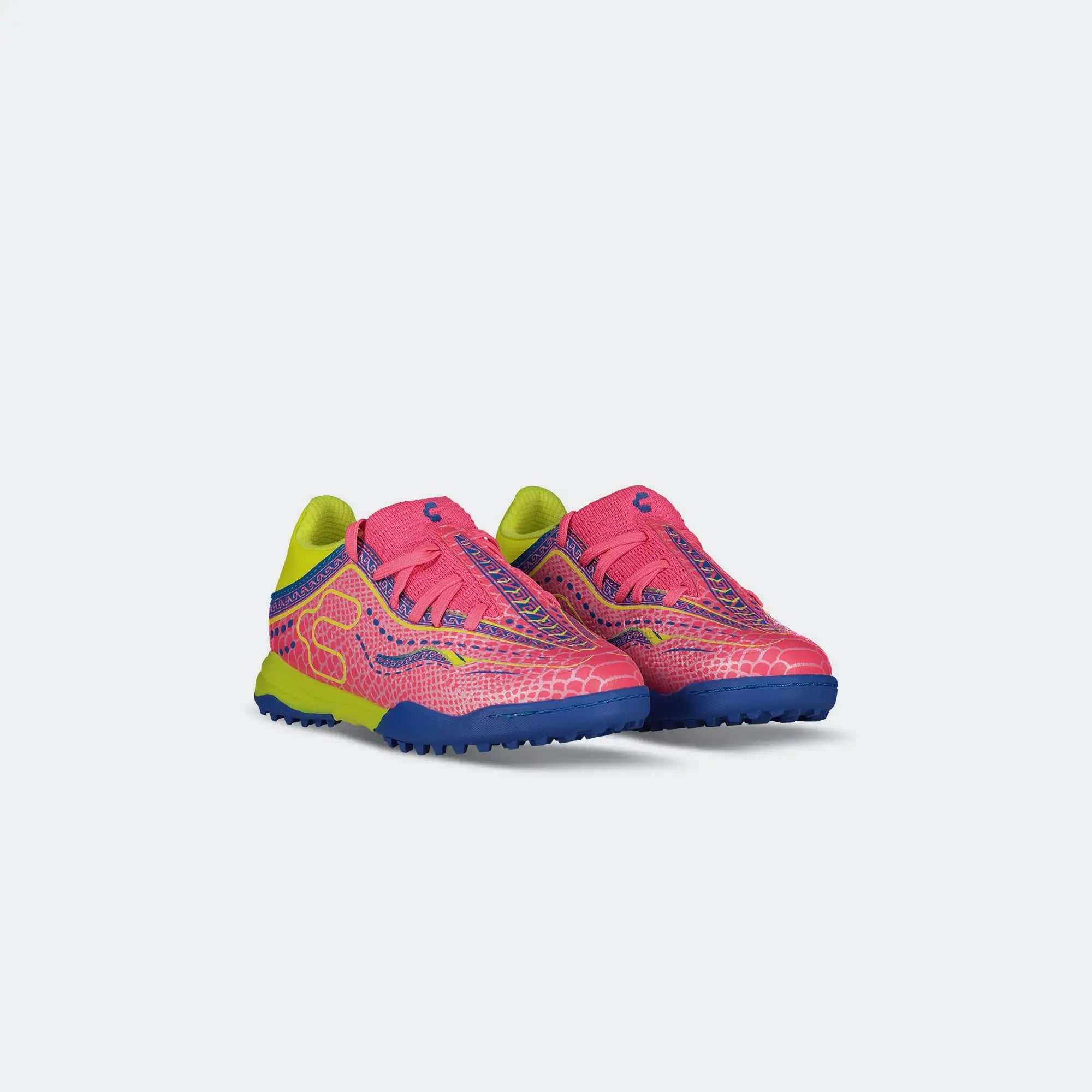Fuchsia Yellow Leyendas Soccer Turf Shoes for Boy Charly Sport Zinetik 26 Select TF YT