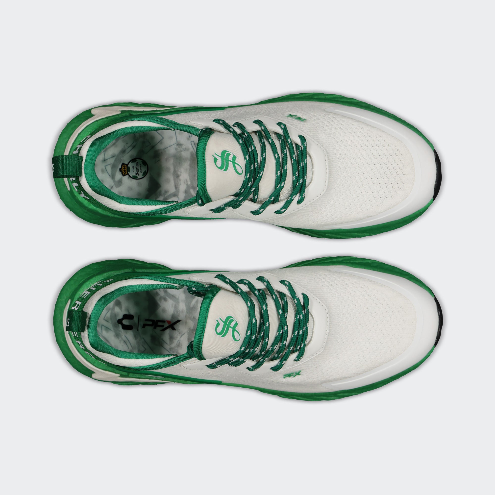 White Green Club Santos PFX Sport Running Road Shoes for Men Charly Vigorate