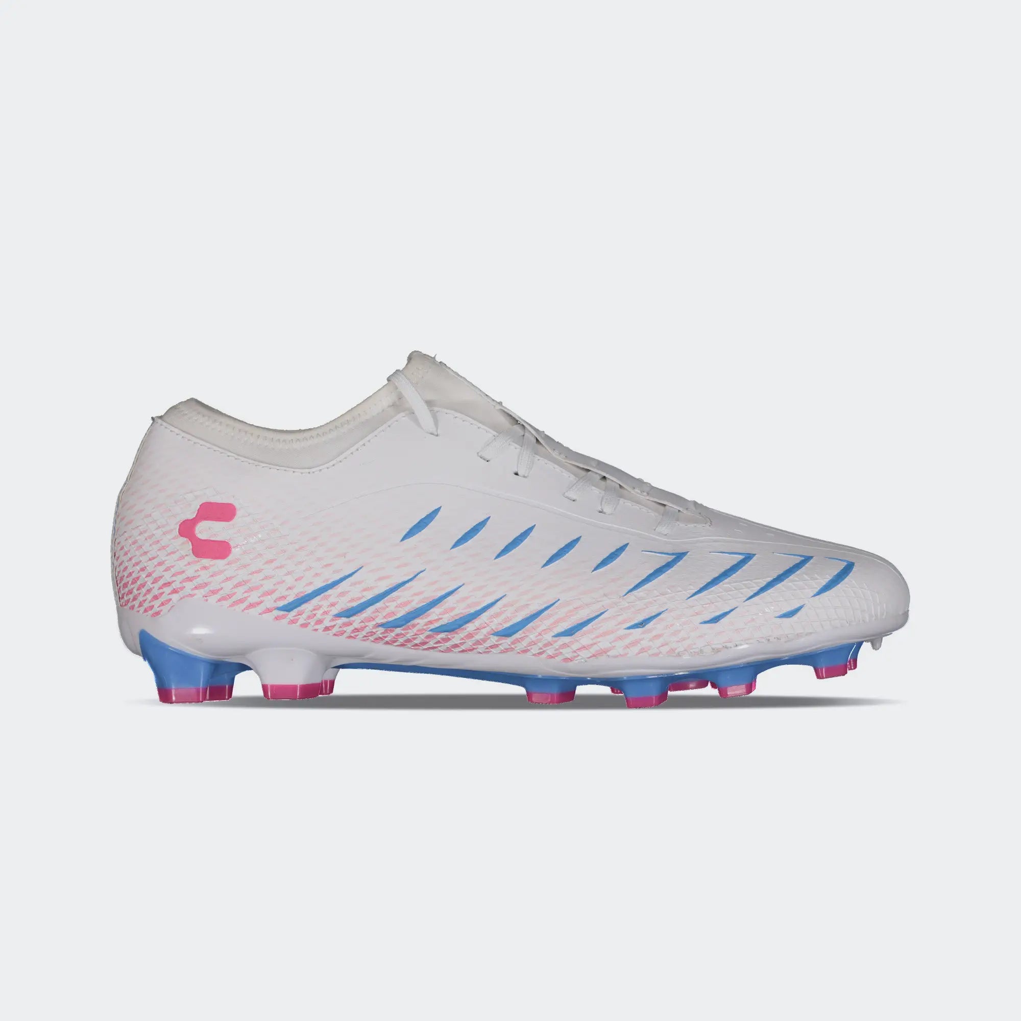 White Fuchsia Soccer Cleats for Men Charly Zinetik Plus Sport