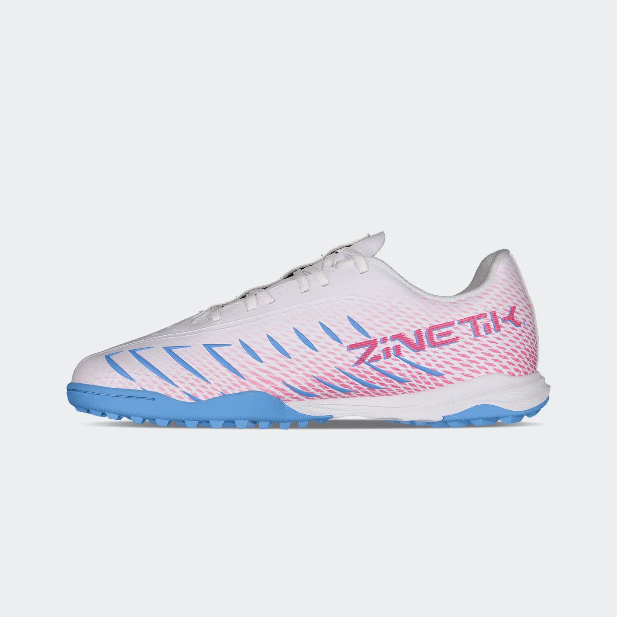 White Fuchsia Soccer Turf Shoes for Men Charly Zinetik TF Sport