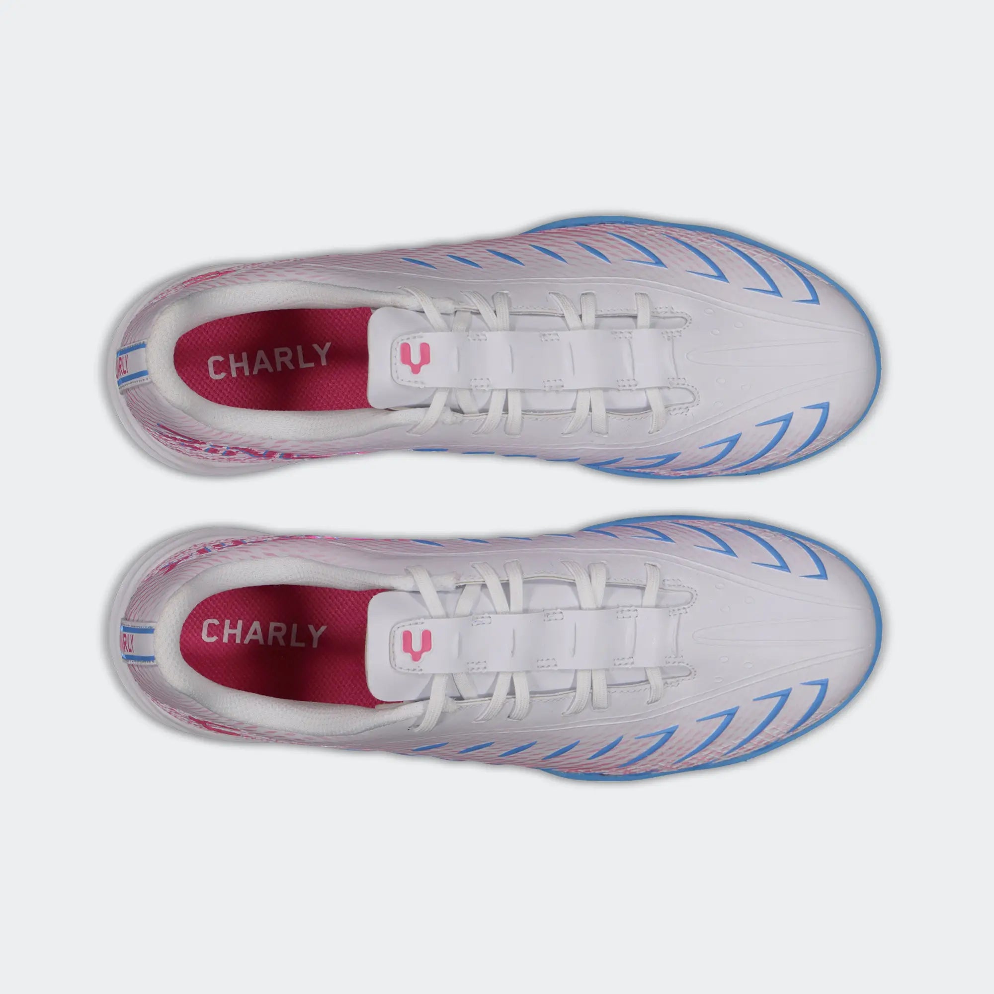 White Fuchsia Soccer Turf Shoes for Men Charly Zinetik TF Sport