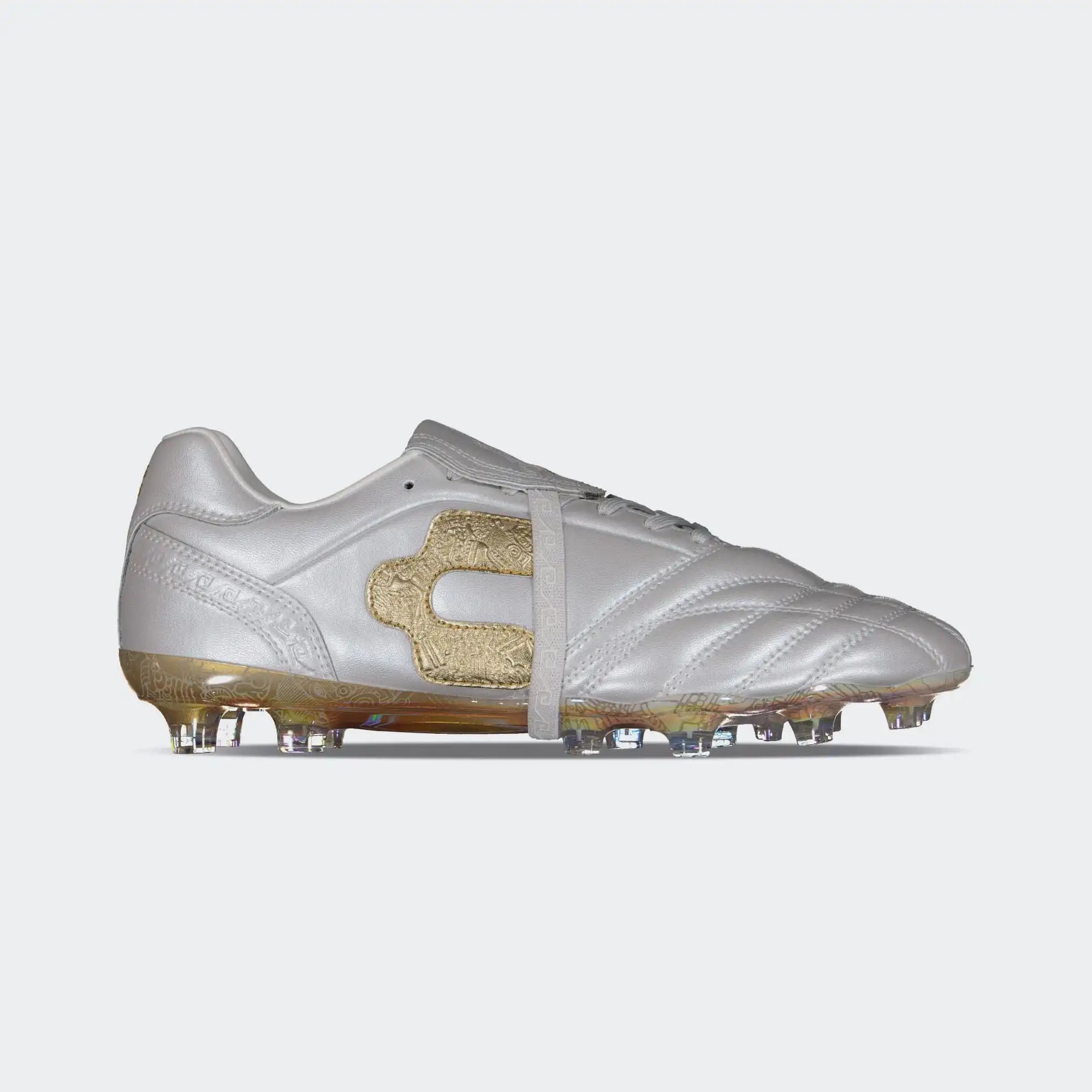White Gold Soccer Leather Cleats for Men Charly Huitzilopochtli Legendario 26 PFX