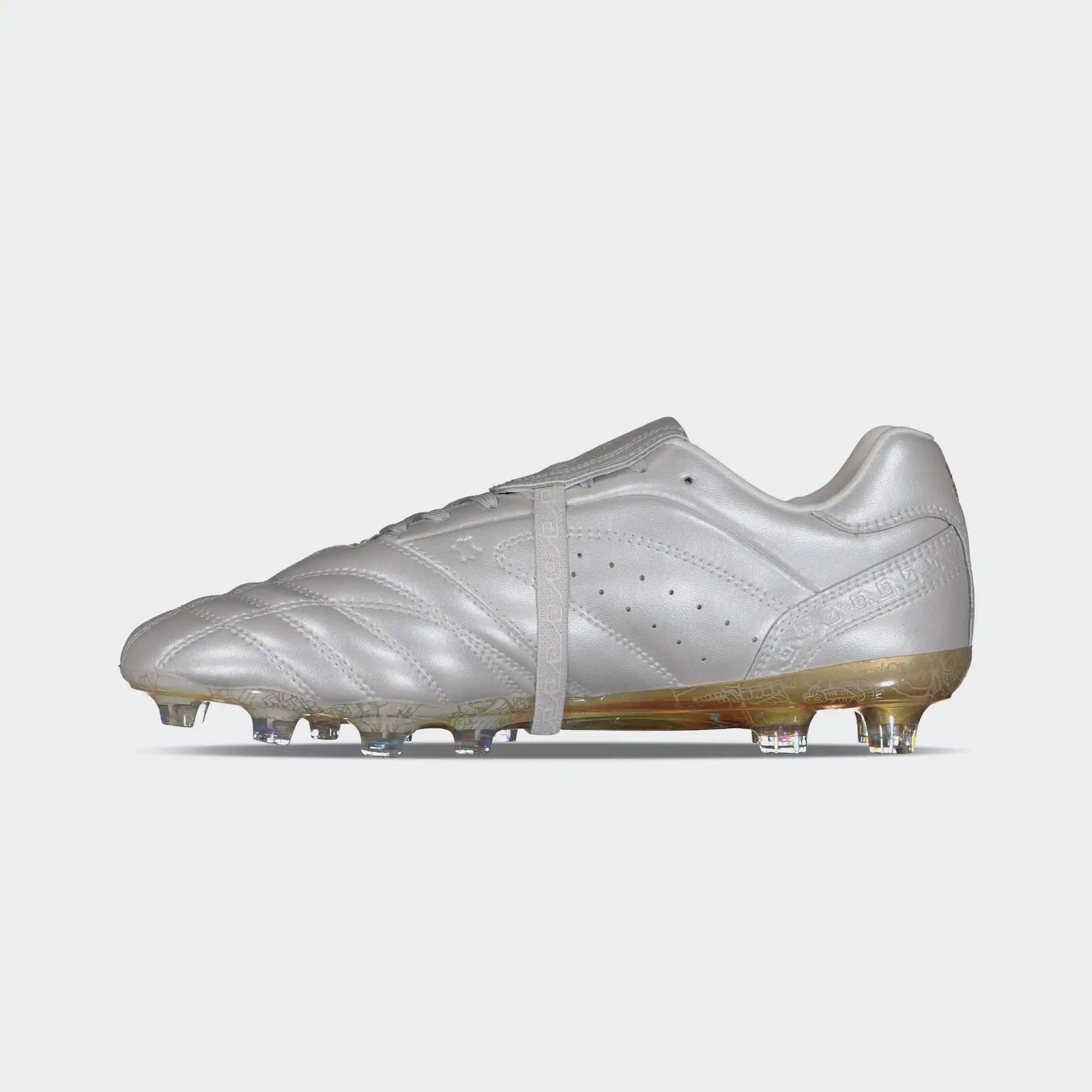 White Gold Soccer Leather Cleats for Men Charly Huitzilopochtli Legendario 26 PFX