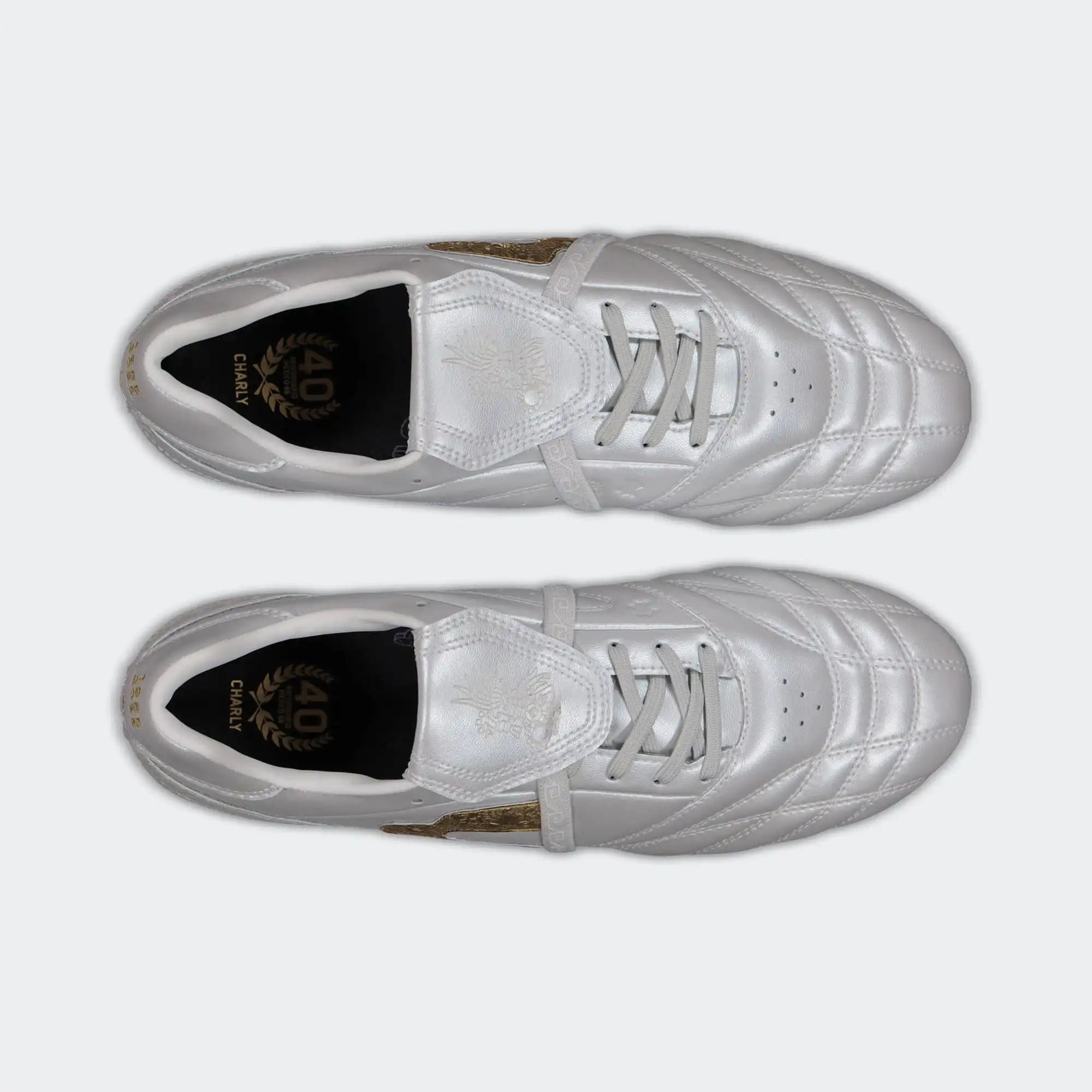 White Gold Soccer Leather Cleats for Men Charly Huitzilopochtli Legendario 26 PFX