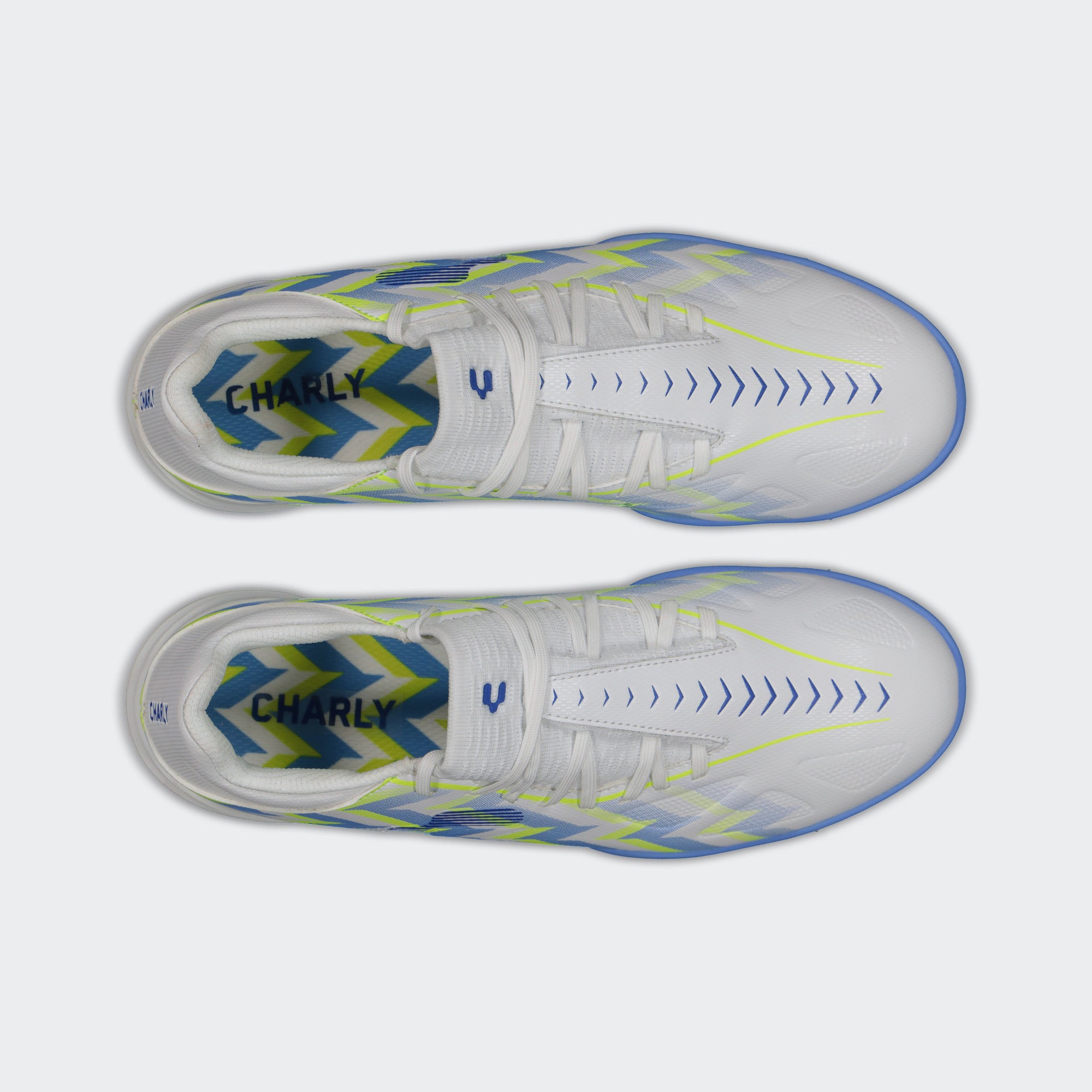 White Blue PFX Soccer Turf Shoes for Men Charly Sport Zinetik 26 Select TF