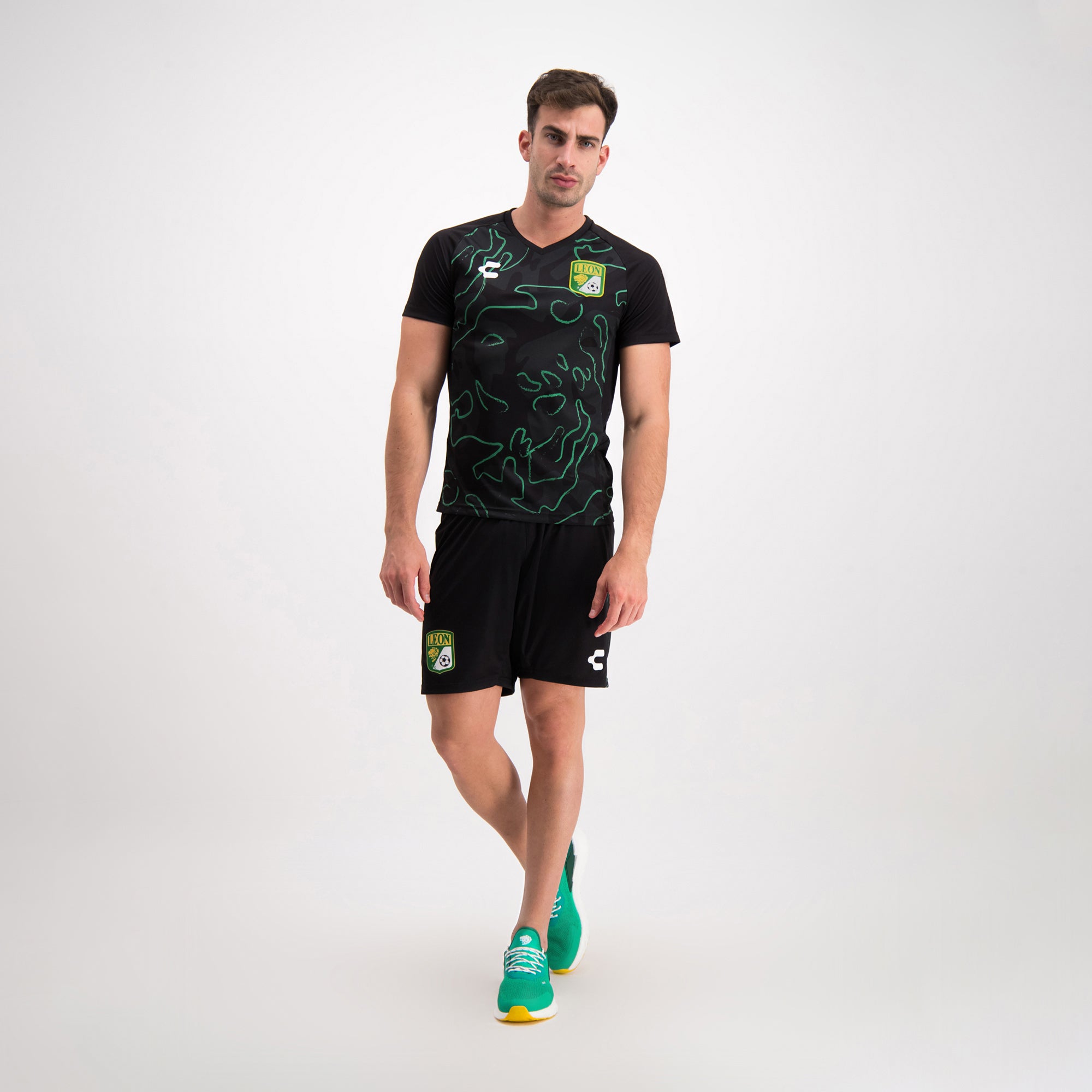 León Black Green Training Soccer T-Shirt for Men Charly Sport Gear