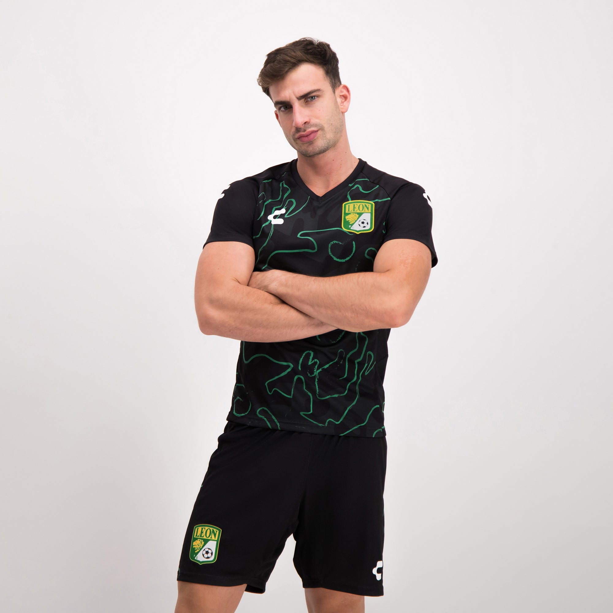 León Black Green Training Soccer T-Shirt for Men Charly Sport Gear