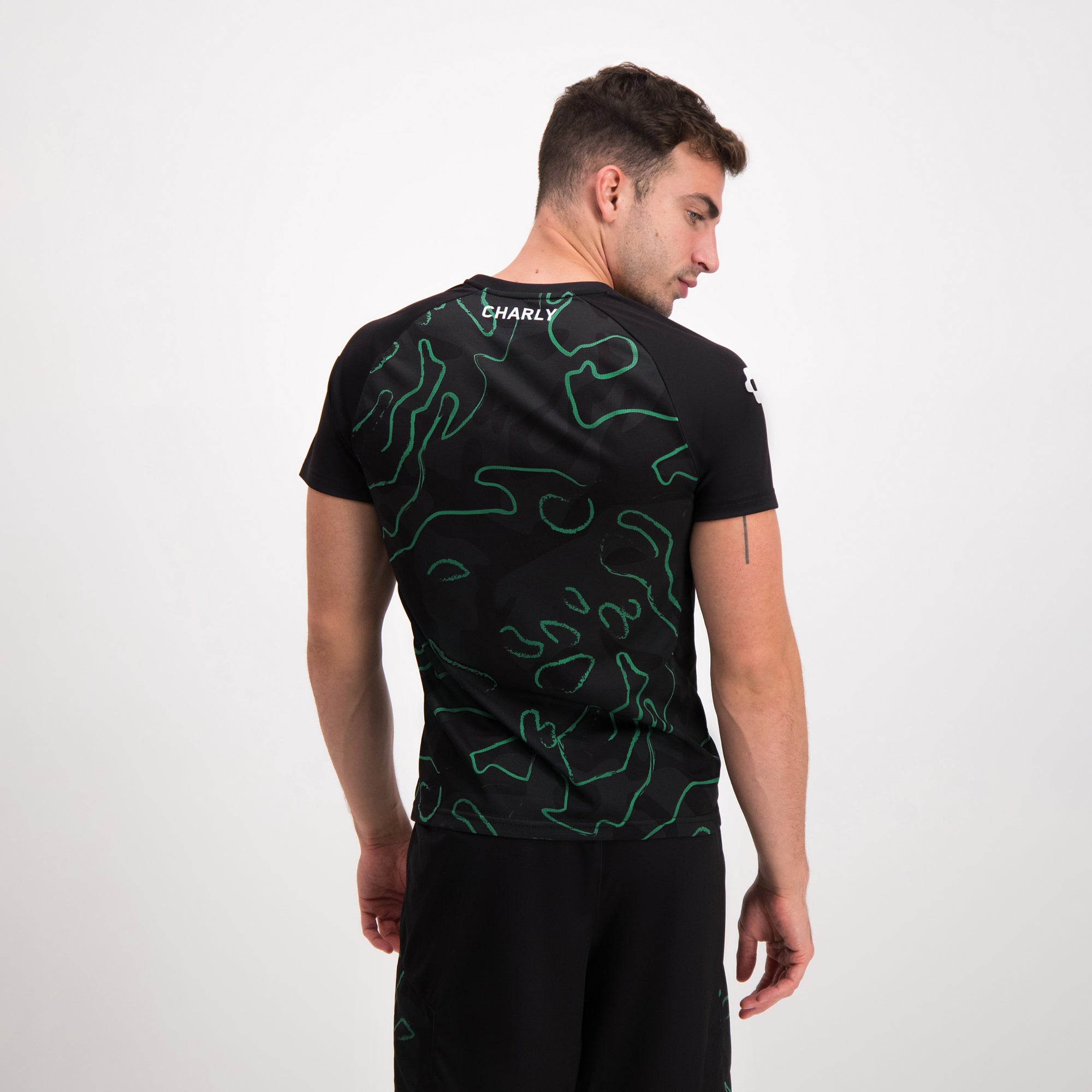 León Black Green Training Soccer T-Shirt for Men Charly Sport Gear