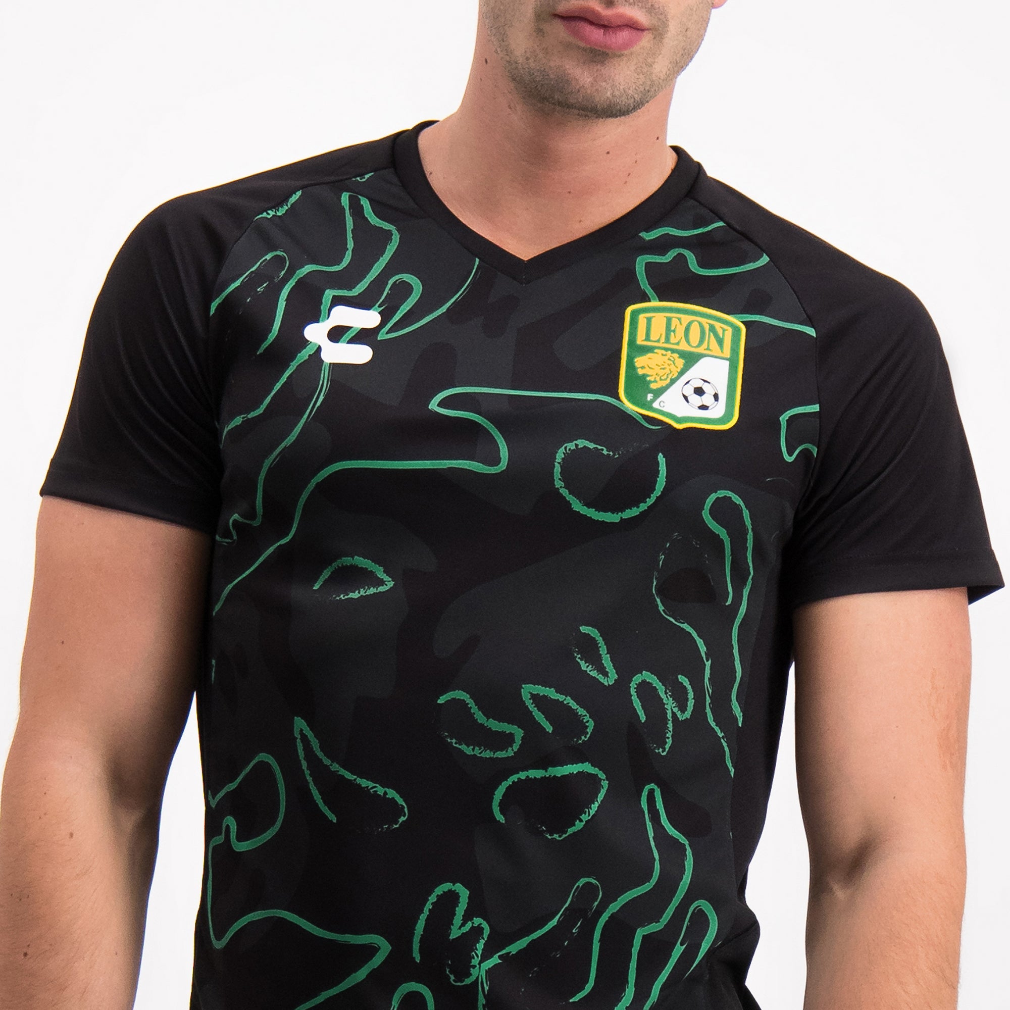 León Black Green Training Soccer T-Shirt for Men Charly Sport Gear
