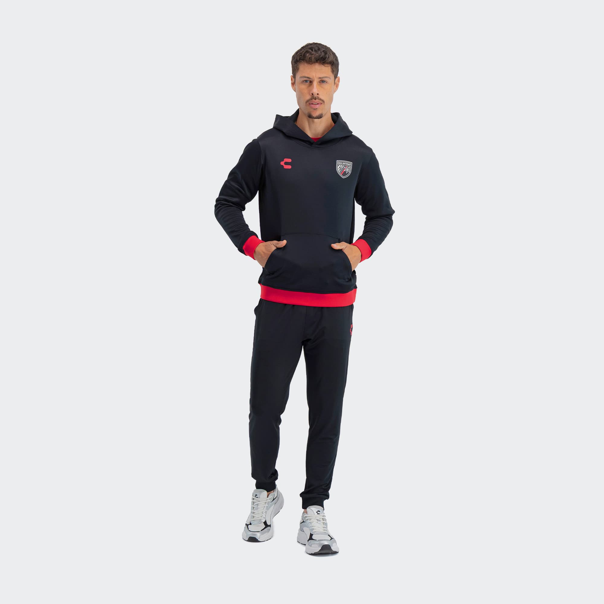Black Red San Antonio Sweatshirt for Men Charly Sport Soccer Gear