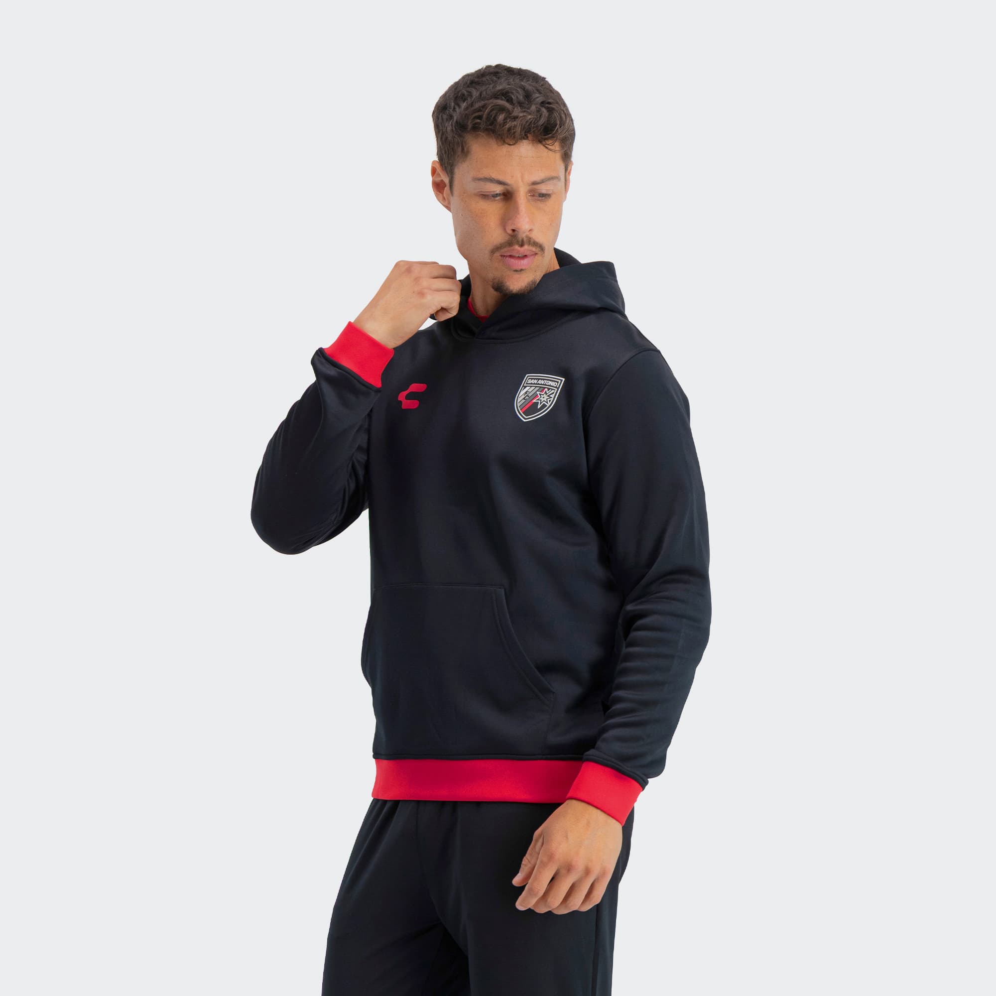 Black Red San Antonio Sweatshirt for Men Charly Sport Soccer Gear