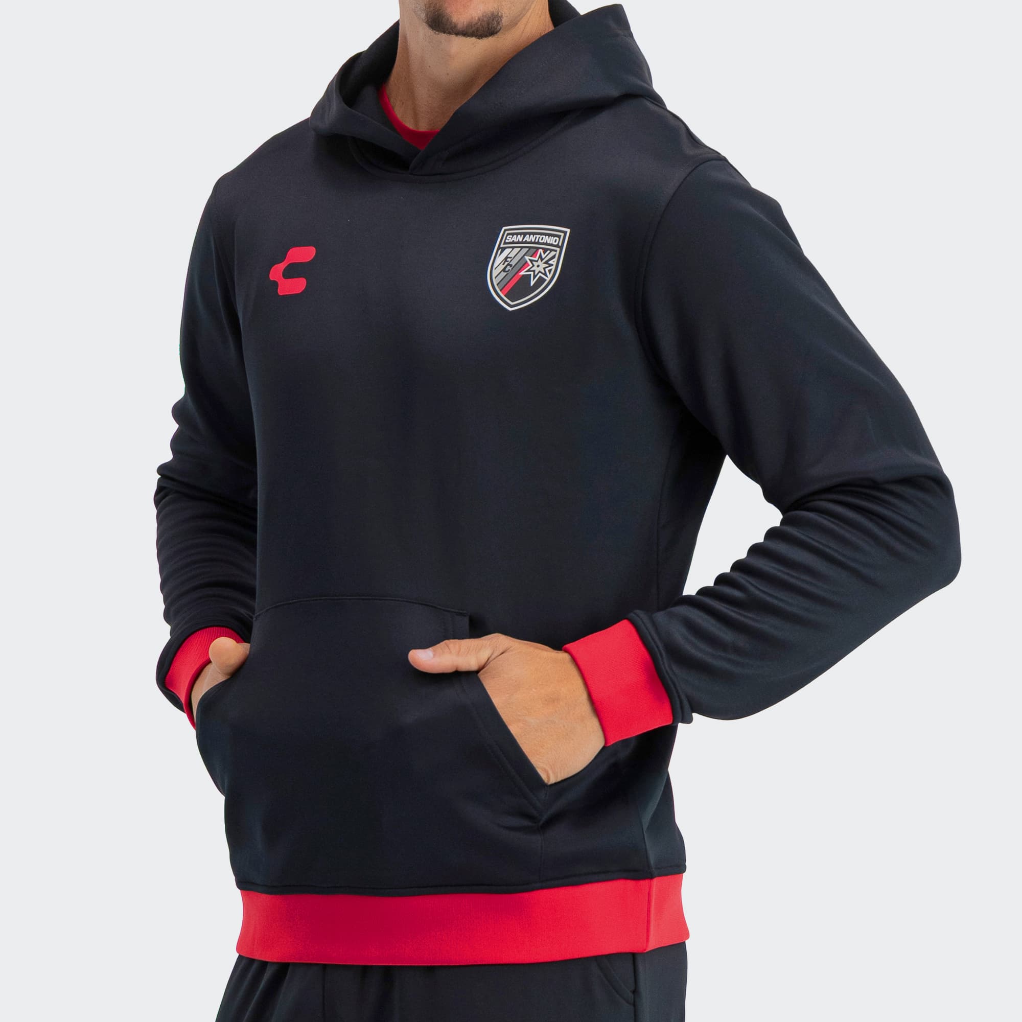 Black Red San Antonio Sweatshirt for Men Charly Sport Soccer Gear