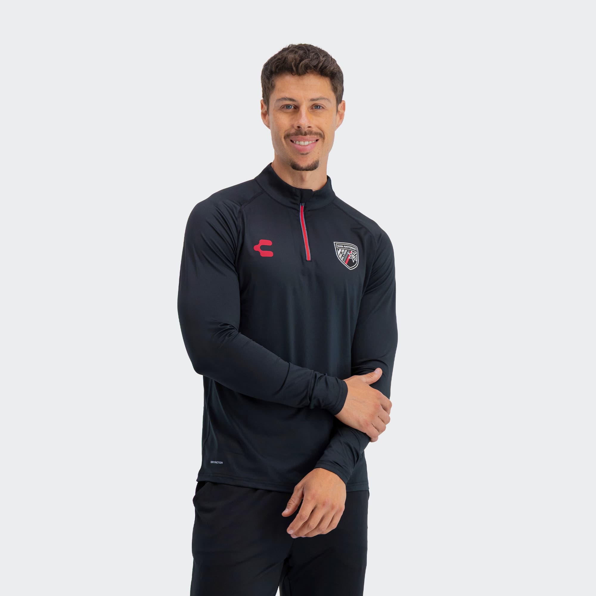 Black Red San Antonio Pullover for Men Charly Sport Soccer Gear